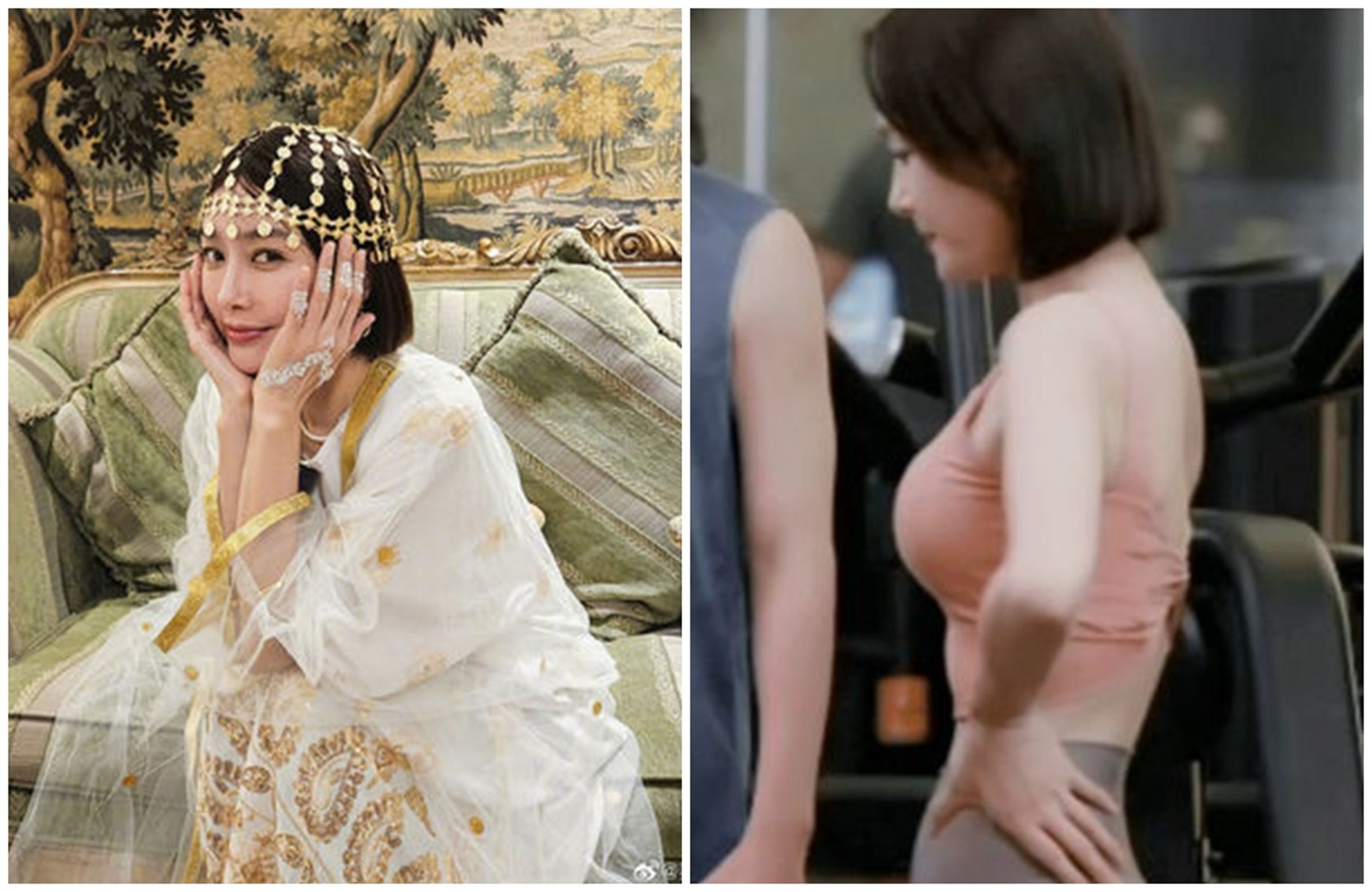 秦嵐健身房照片流出,S型身材引網友熱議。(翻攝自微博)
