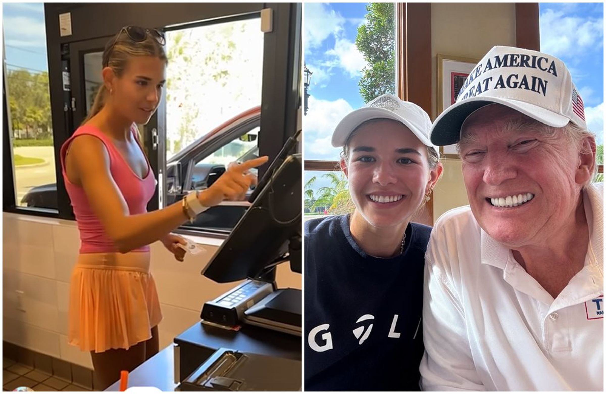 凱伊是川普的孫女,近來到甜甜圈店「打工」。(翻攝kaitrumpgolfer IG、Kai Trump YouTube頻道)