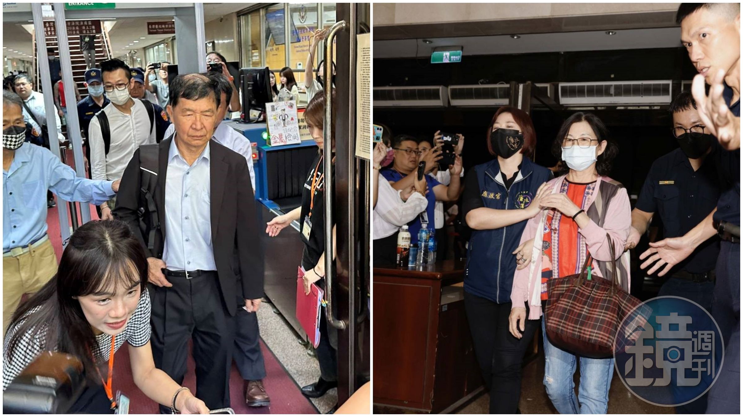 彭振聲（左）今離開台北地院不發一語；右為彭振聲妻子（資料照）。