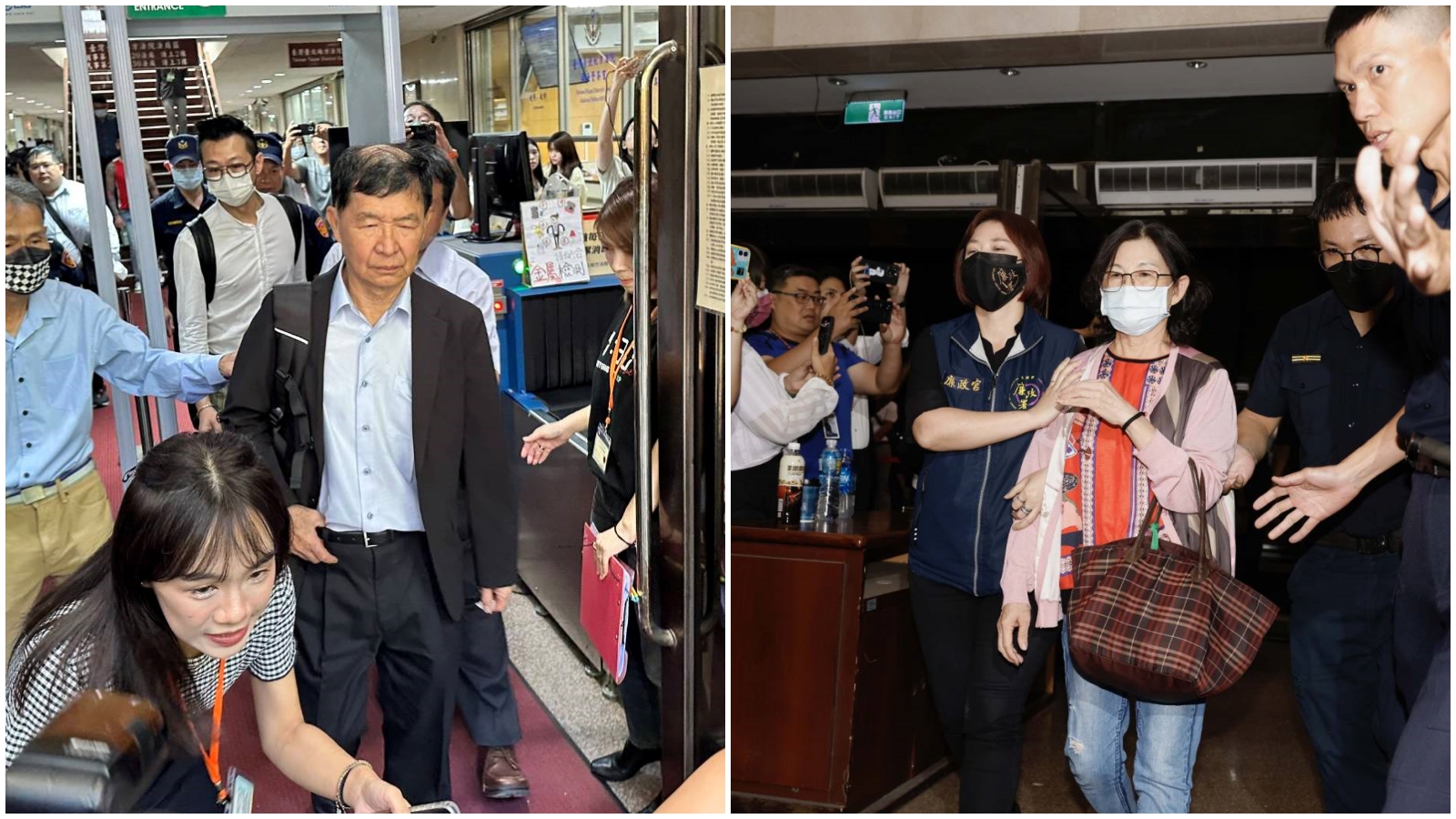 彭振聲（左）今離開台北地院不發一語；右為彭振聲妻子（資料照）。