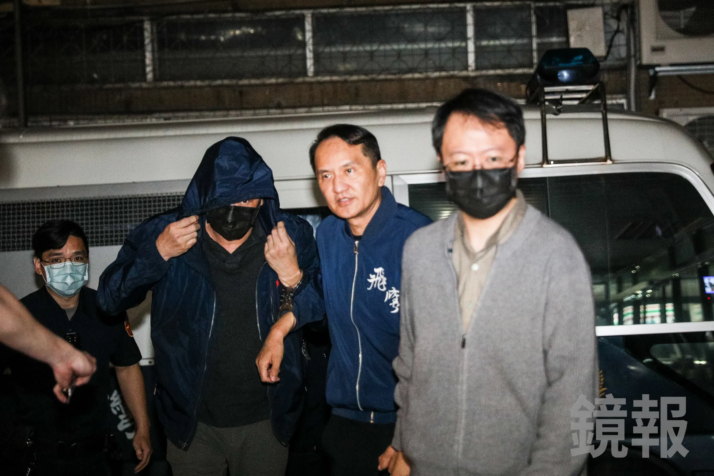 愛爾麗針孔偷拍案持續延燒，涉案的總裁常如山（中）、特助張元齡、監視器工程師謝金亨都已遭到羈押。（鏡報鄒保祥攝）