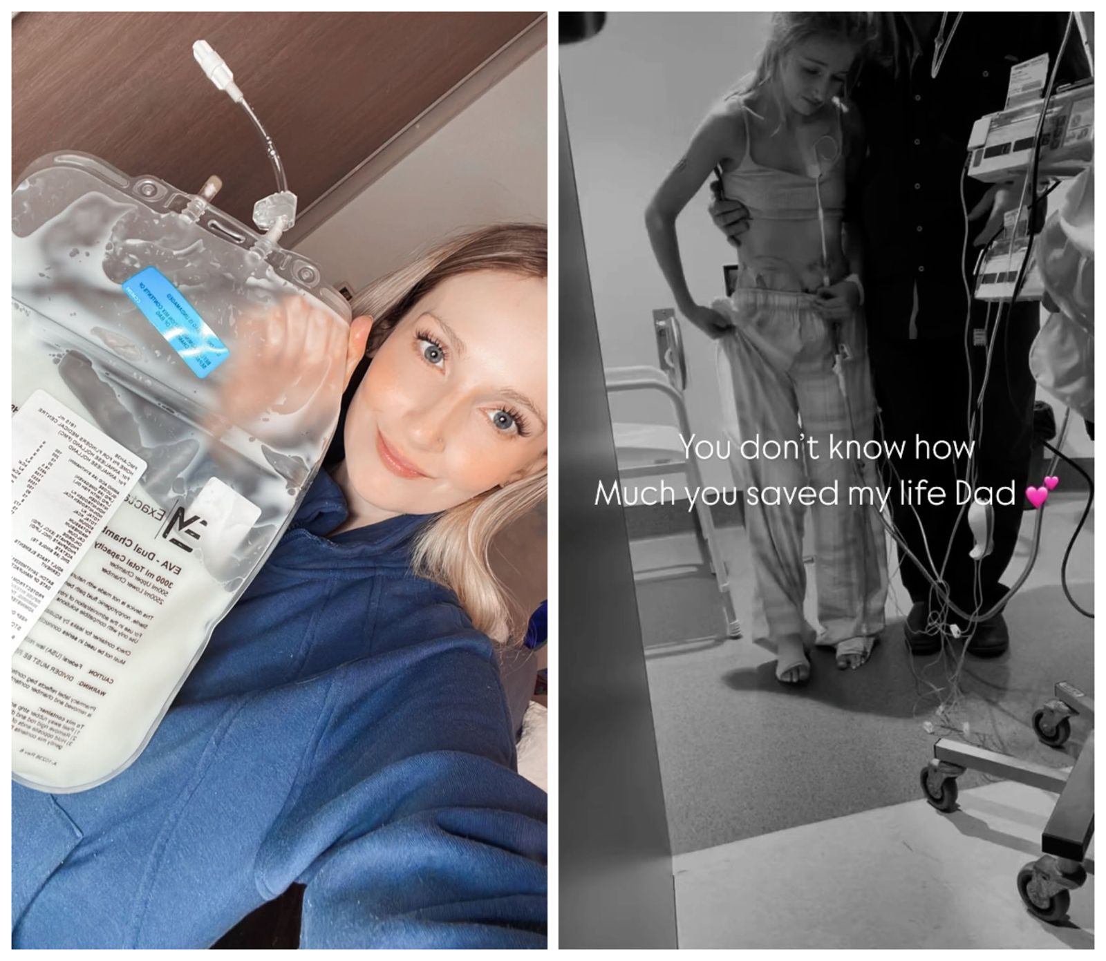 霍蘭將自己的故事上傳到社群，她從小靠著全靜脈營養袋維生、多次出入醫院。（翻攝annaliese_holland IG）