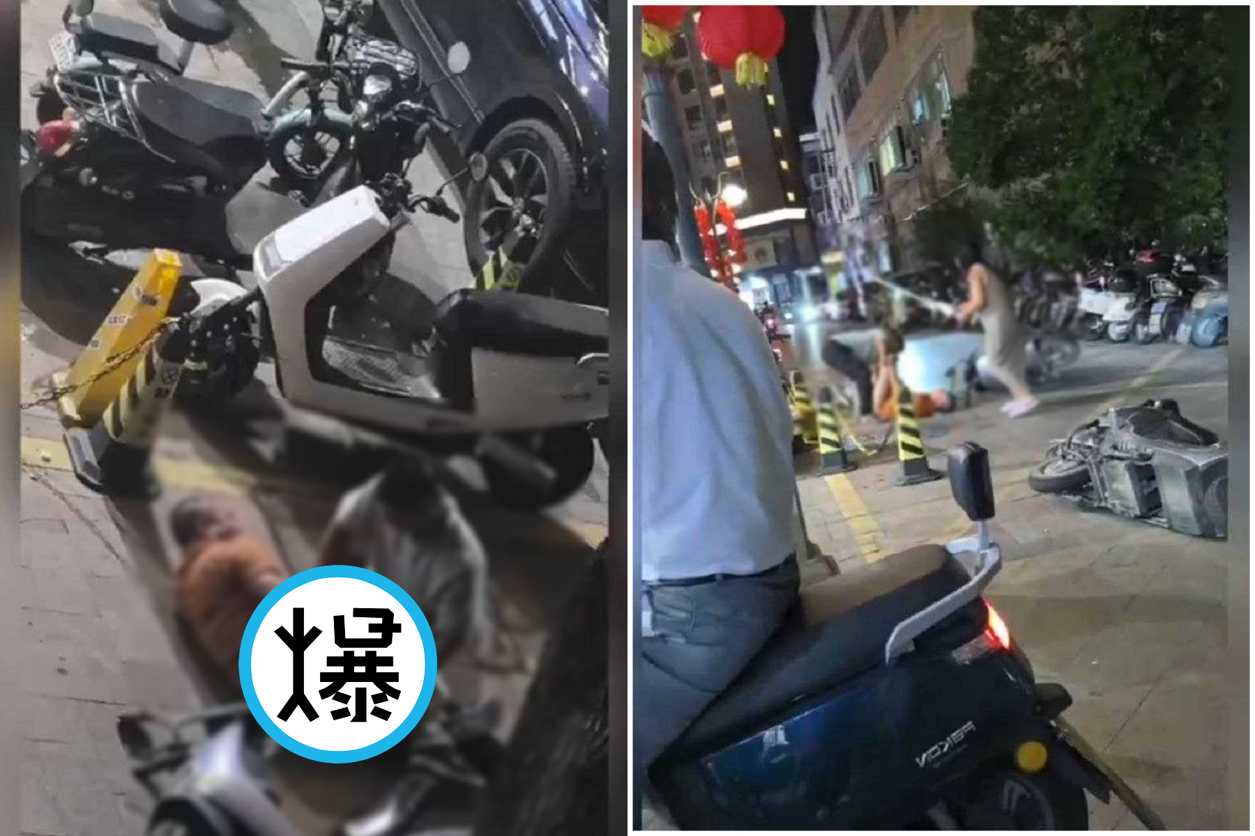 綠帽夫憤怒捉姦，對付小王出狠招！當街「擒雞扭蛋捏爆下體」。（翻自《黑料網》）