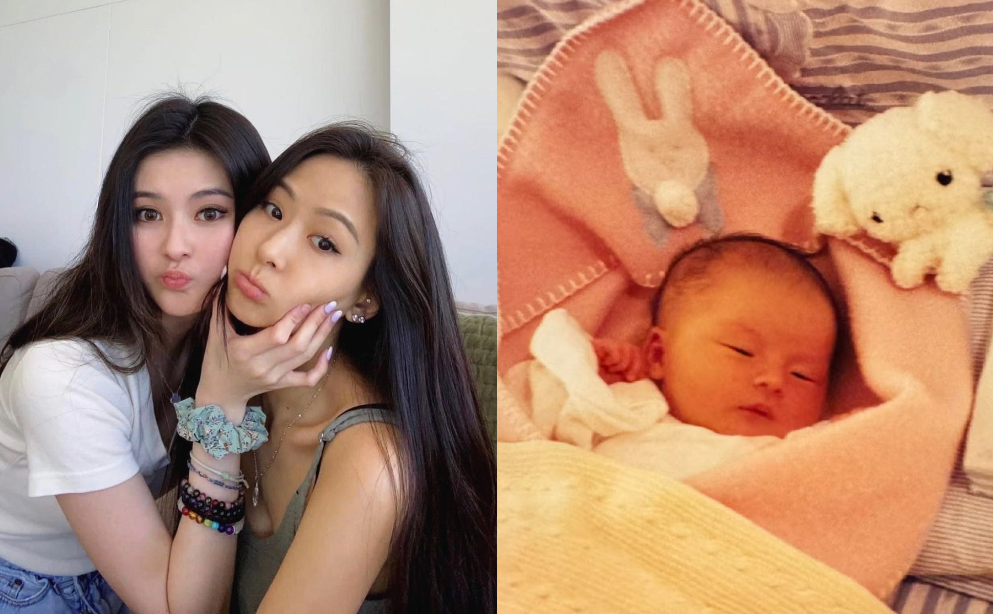 孫芸芸的女兒廖思惟經常分享童年時的舊照，曾在2024年分享自己剛出生時的照片（右圖）。（翻攝孫芸芸臉書、廖思惟小紅書）