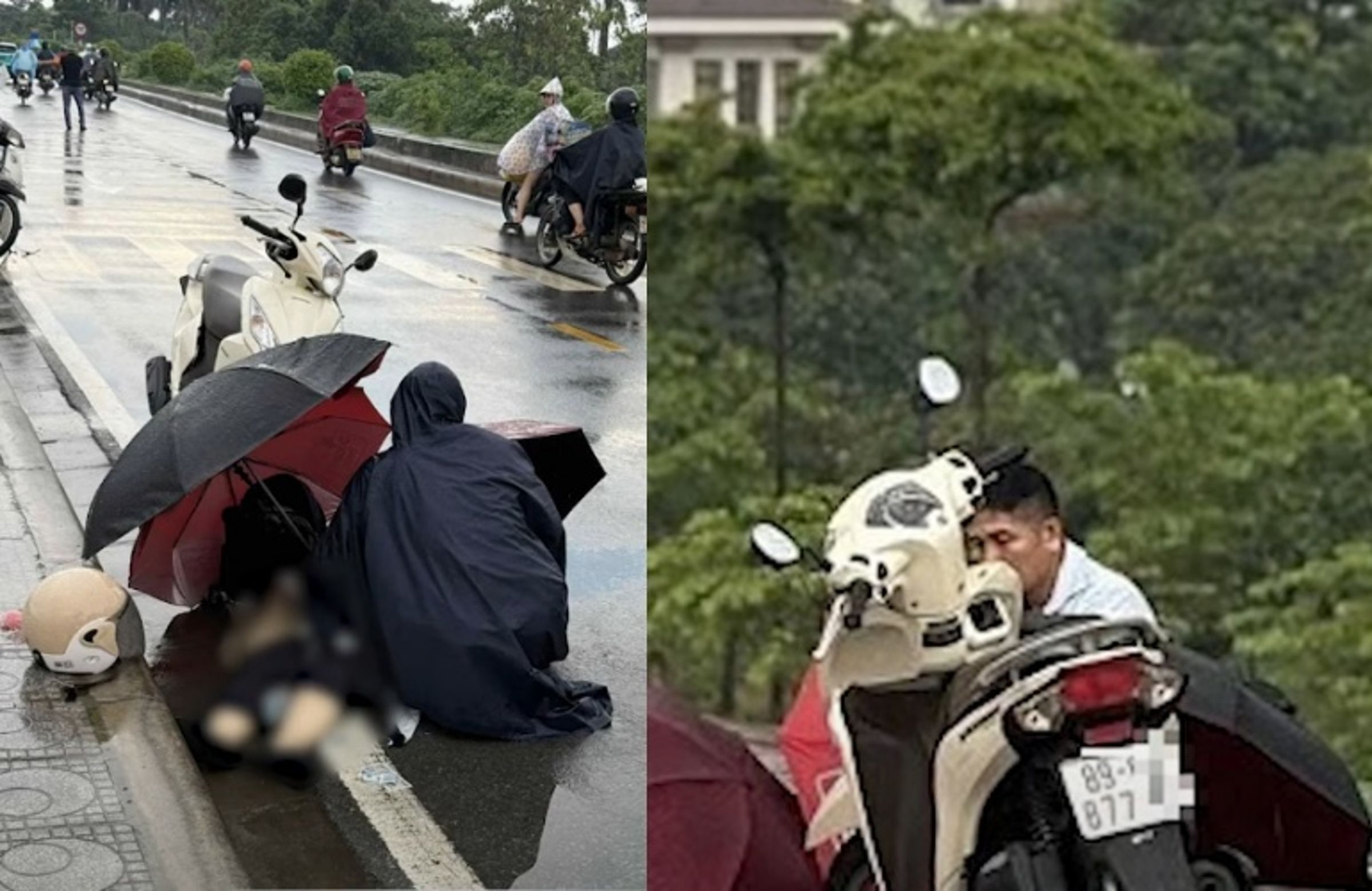 越南河內發生罕見雷擊事故,26歲女子不幸身亡,安全帽也被雷劈裂成兩半。(翻攝自youtube@Báo Nghệ An)