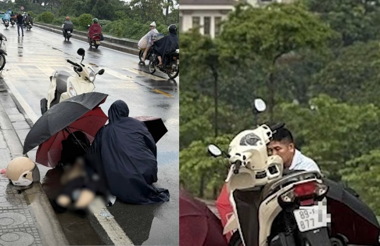 越南河內發生罕見雷擊事故，26歲女子不幸身亡，安全帽也被雷劈裂成兩半。（翻攝自youtube＠Báo Nghệ An）