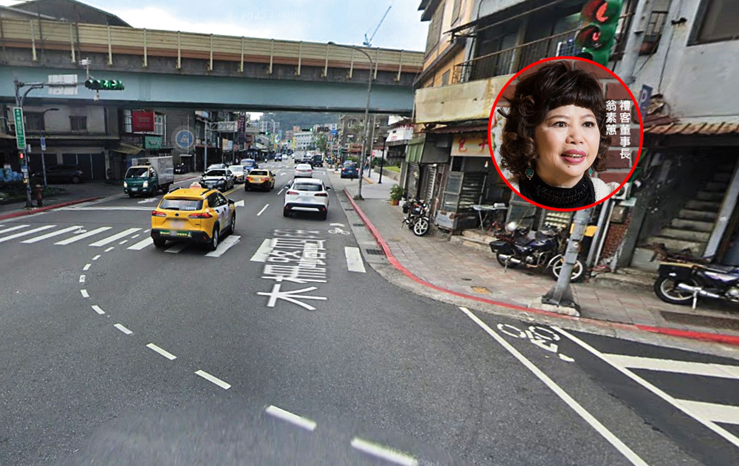 2022年1月底，翁素蕙在台北市文山區違規穿越馬路，被轉彎車輛撞傷。（翻攝Google Maps）