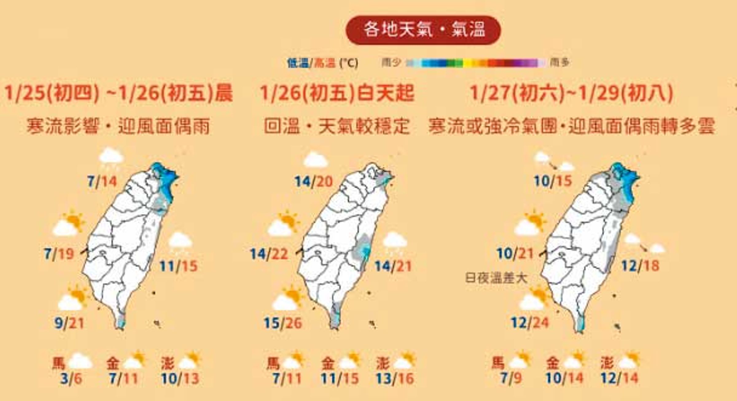 警方調閱氣象資訊,確認去年1月底的氣溫不可能造成凍傷。(翻攝中央氣象署臉書)