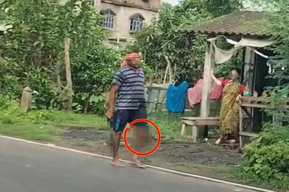 男子犯下殘忍凶殺後，提著弟媳頭顱在街上遊蕩。巴桑提地區寺廟外人聲鼎沸，居民仍餘悸猶存。（翻攝自X）