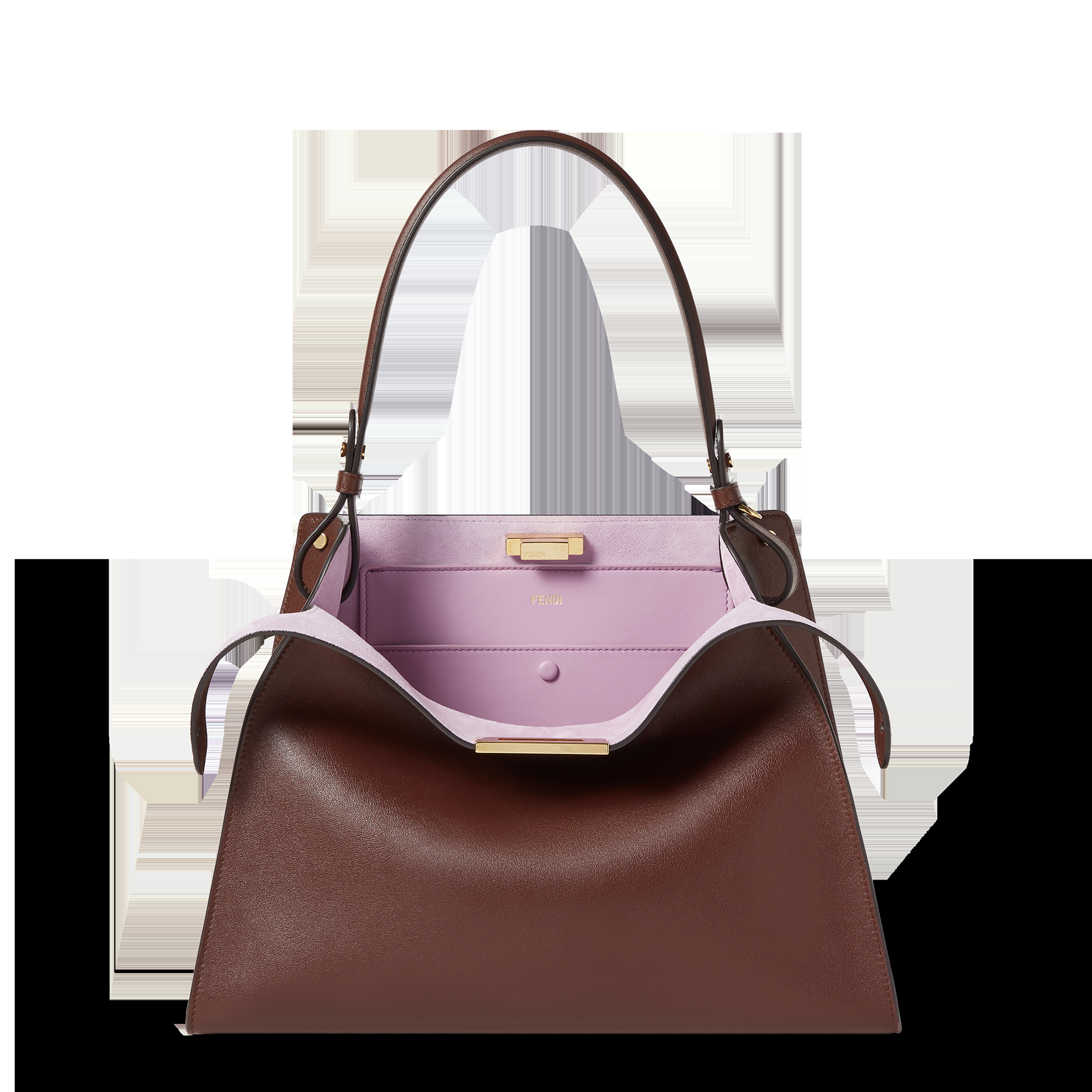 FENDI Way中型款式。深棕色皮革和紫羅蘭色麂皮NT$130,000。（FENDI提供）