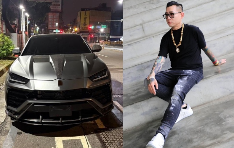  網紅蹦闆名下的藍寶堅尼休旅車因司機無照遭扣牌。（翻攝畫面、instagram/1988.bomb）