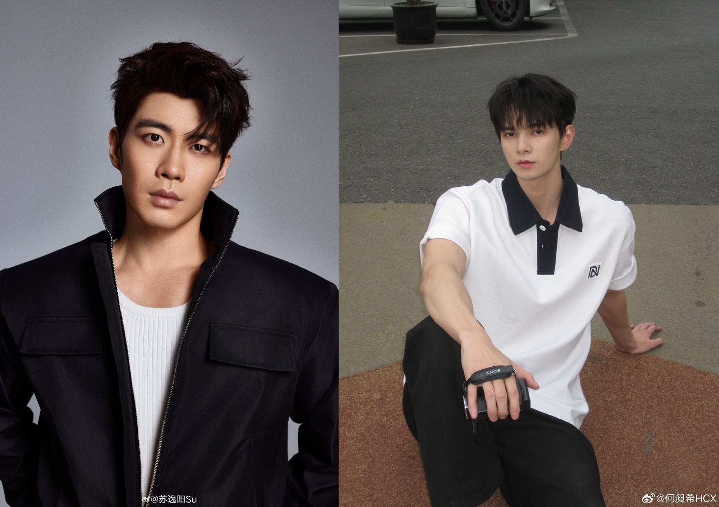 中國男星何昶希(右)、蘇逸陽(左)傳出緋聞。(翻攝自微博)