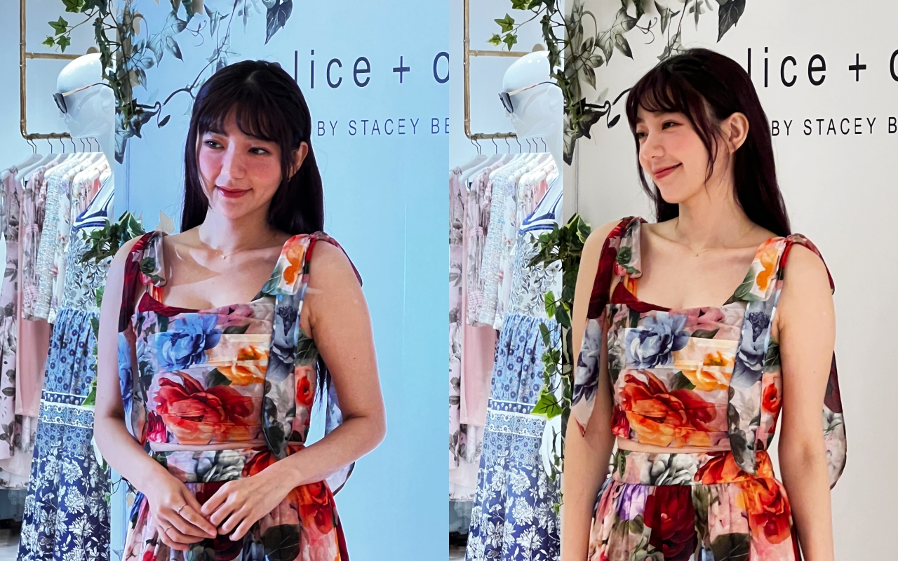 郭雪芙穿著印花裙裝出席alice + olivia by Stacey Bendet微風信義旗艦店開幕。