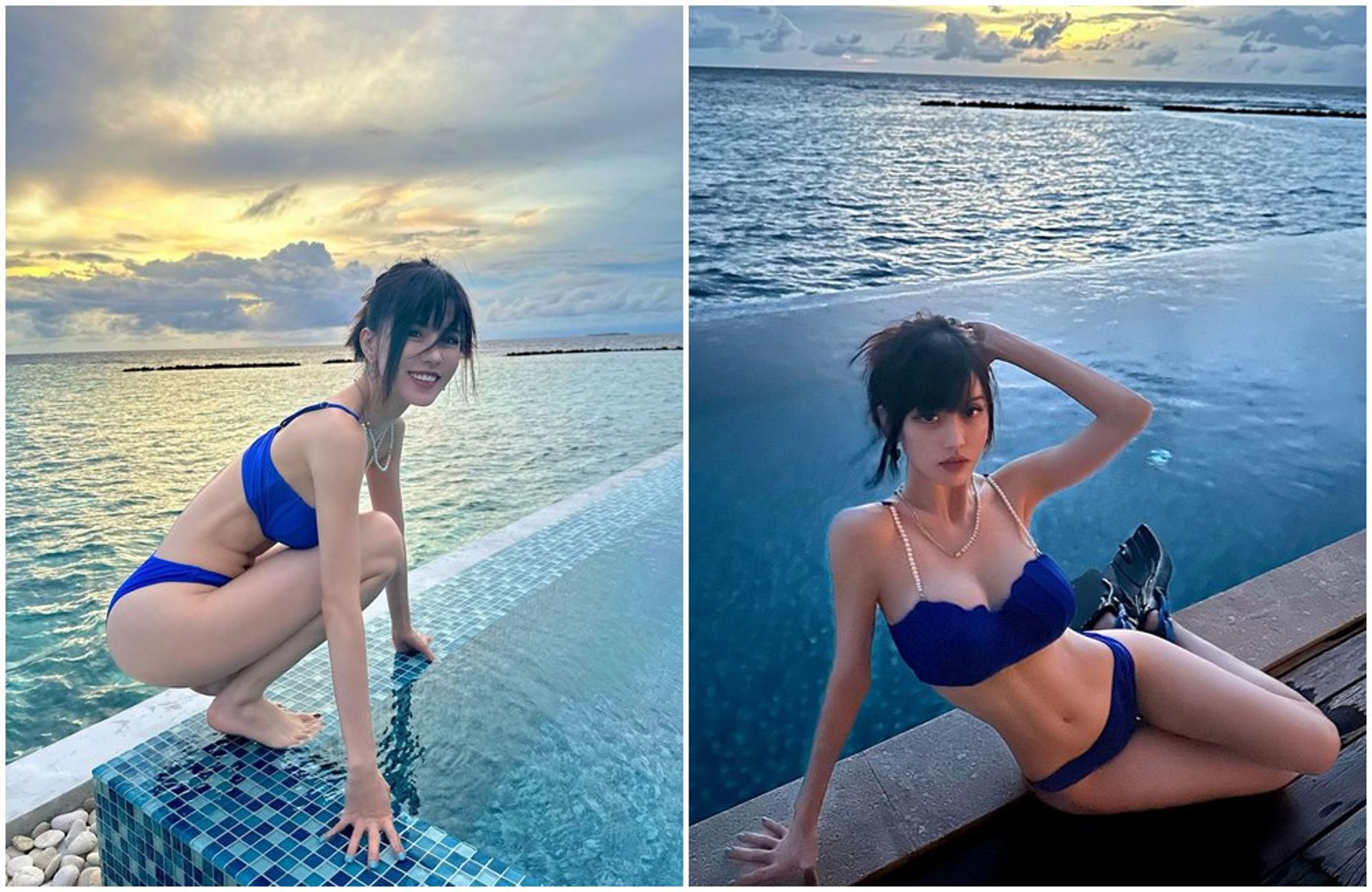 Yumi穿比基尼秀身材,但被網友指太瘦。(翻攝Yumi IG)
