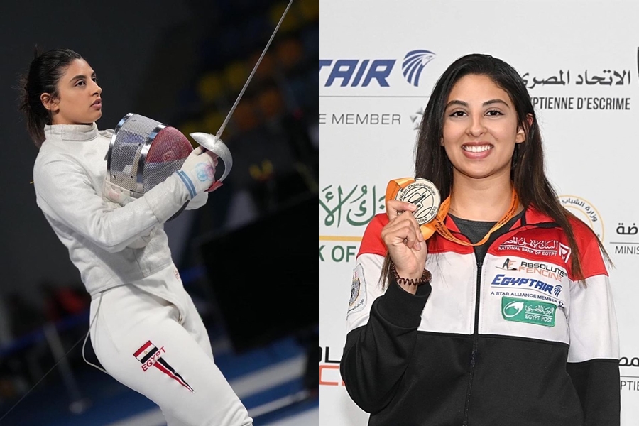 埃及擊劍女將哈菲茲今年再度出征奧運，賽後自爆自己其實已經懷孕7個月。（翻攝自@nada_hafez IG）