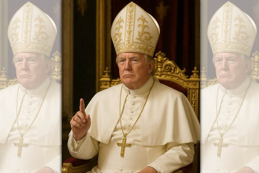 川普貼出自己當教宗的AI圖，引發網友怒火。（翻攝@realDonaldTrump Truth Social）