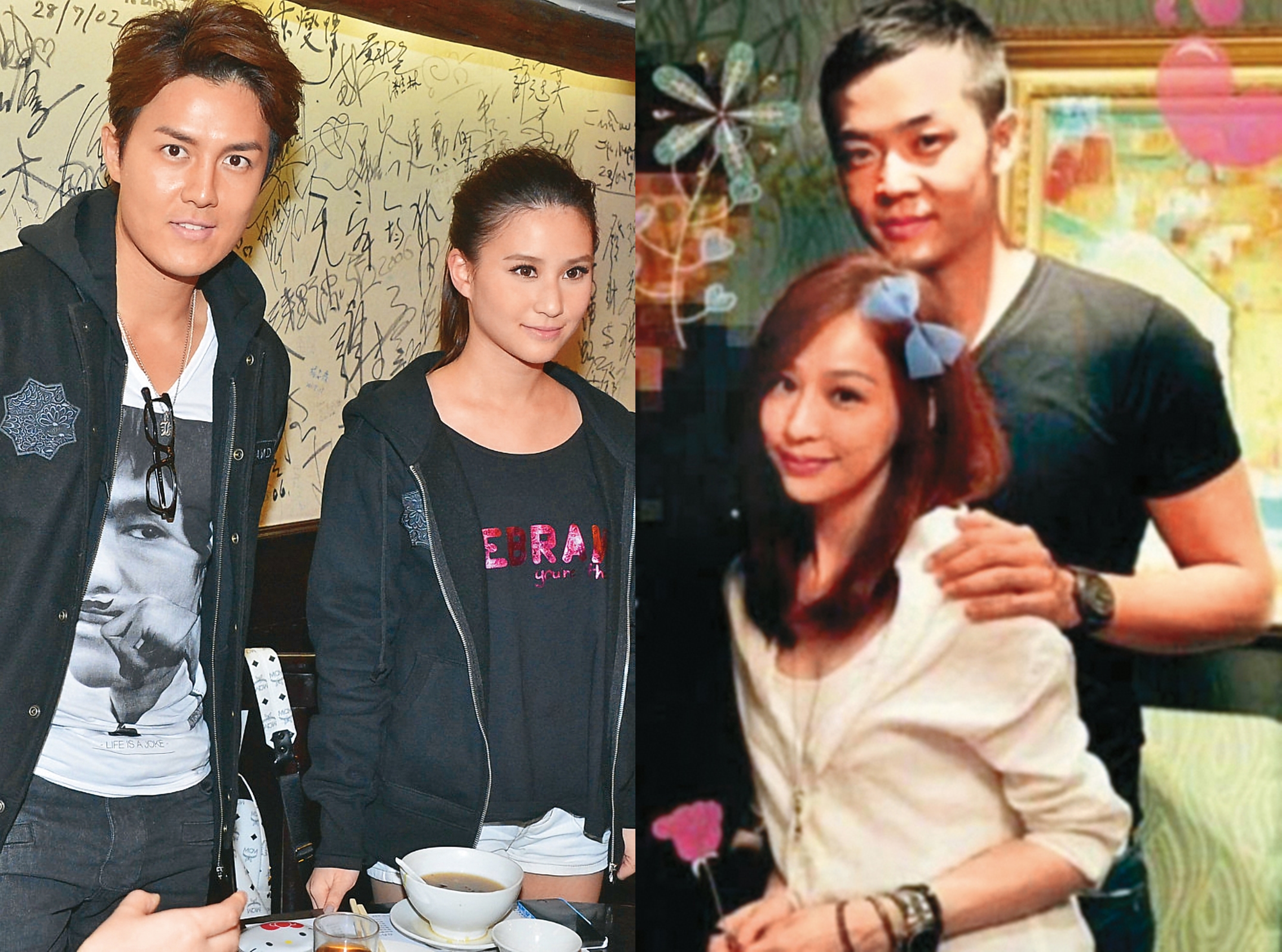 何超蓮（左圖右）與吳克群（左圖左）於2011年宣布相戀，但僅維持4年，而且根據女方後來的公開發言，疑似對這段感情不滿。王心凌（右圖左）之前有過私照外流事件，前男友姚元浩（右圖右）被認為是凶手，導致後來交惡甚深。（翻攝自凌好黃仕洋微博／東方IC）