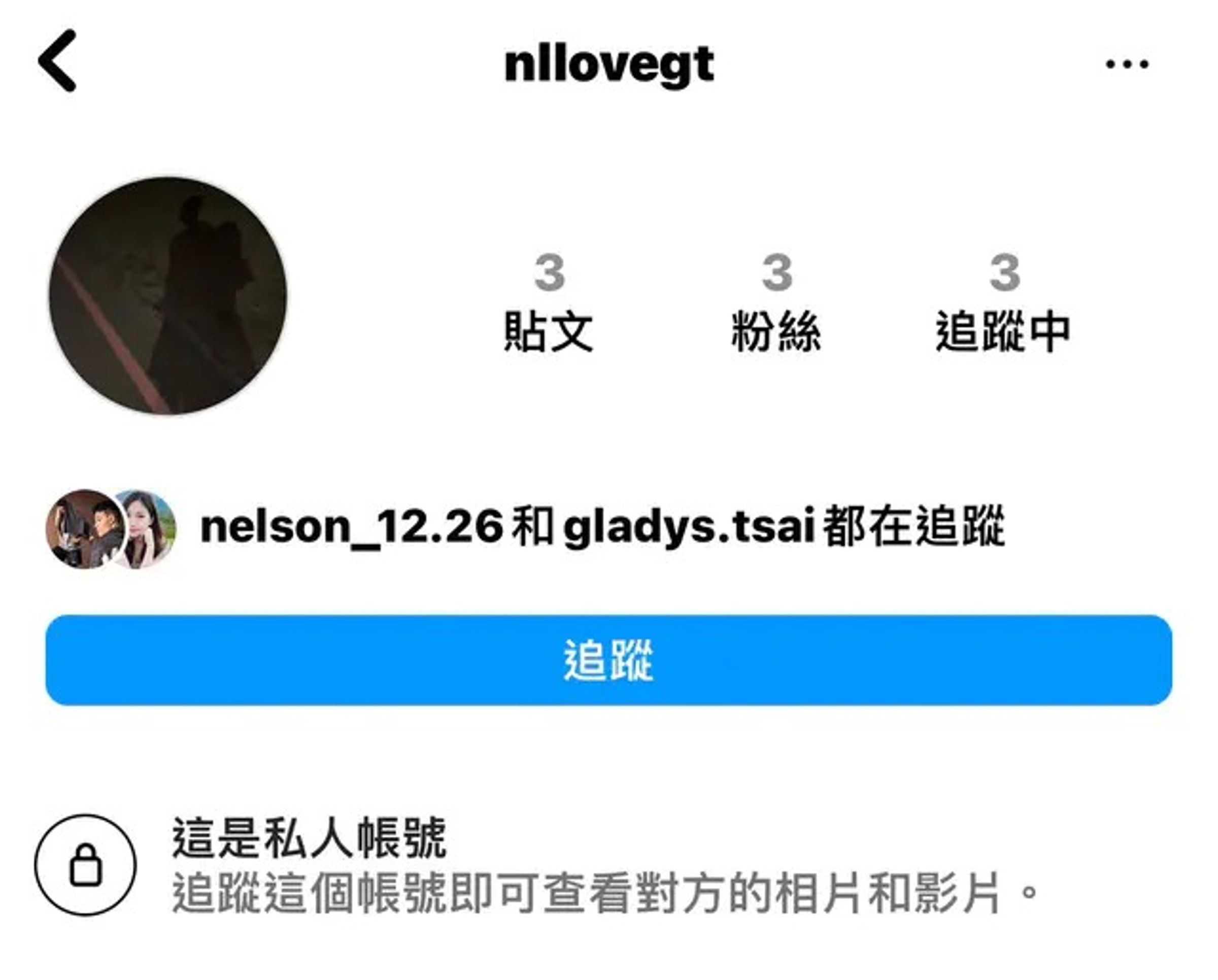網友發現IG「nllovegt」,疑似為蔡尚樺與林秉聖的調情帳號,但目前該帳號已被刪除。(翻攝Dcard)
