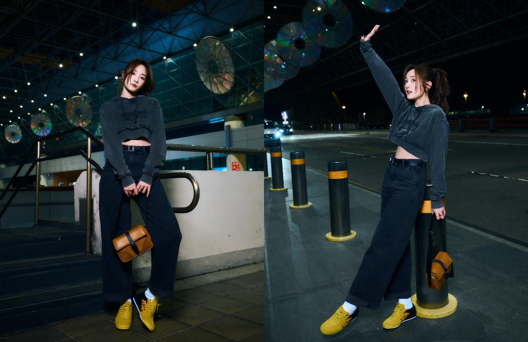 王淨飛米蘭看秀 Onitsuka Tiger黑黃MEXICO 66上腳有型喔