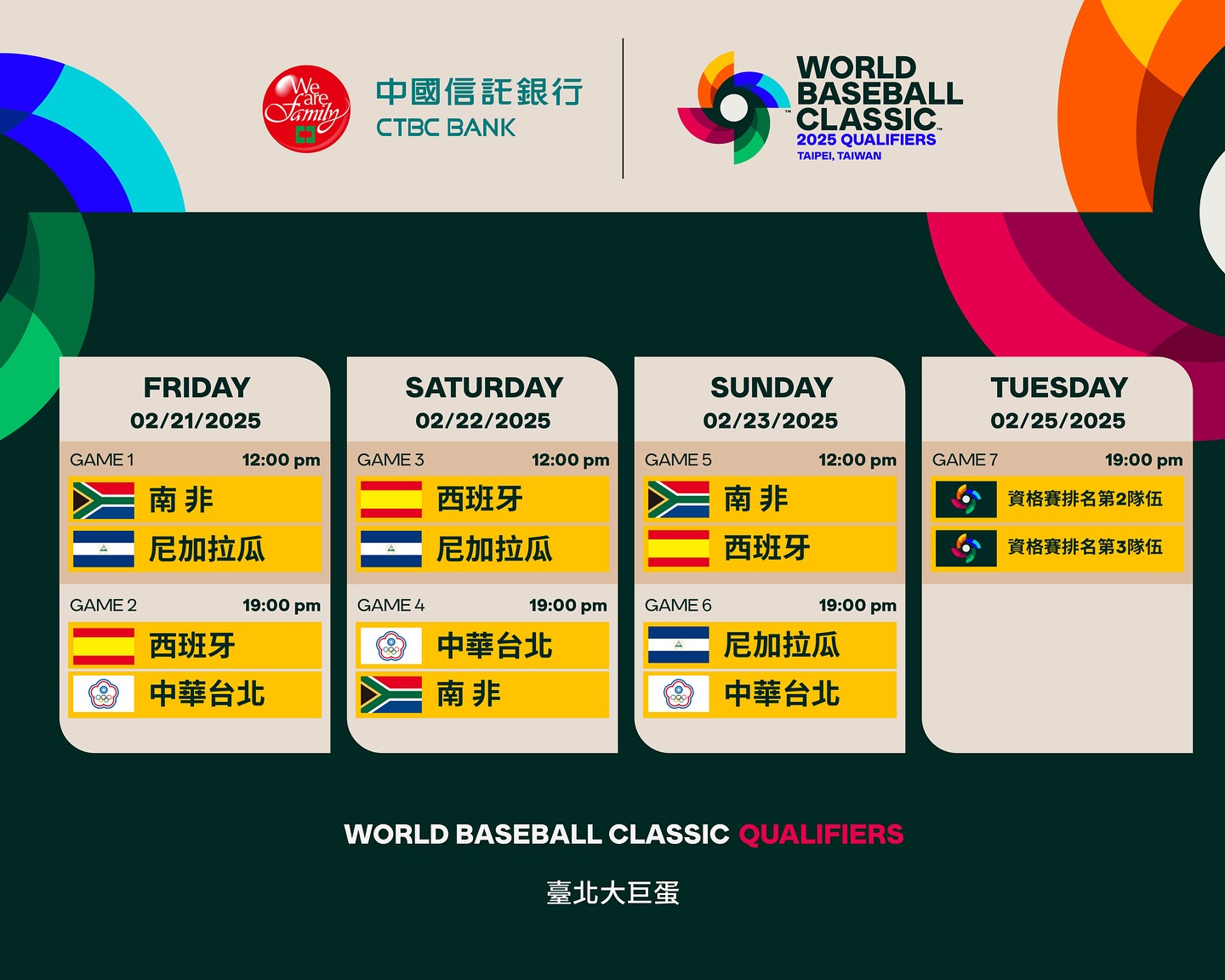 世界棒球經典賽資格賽賽程及票價出爐，單日票可一次看2場。（翻攝WBCQ臉書）
