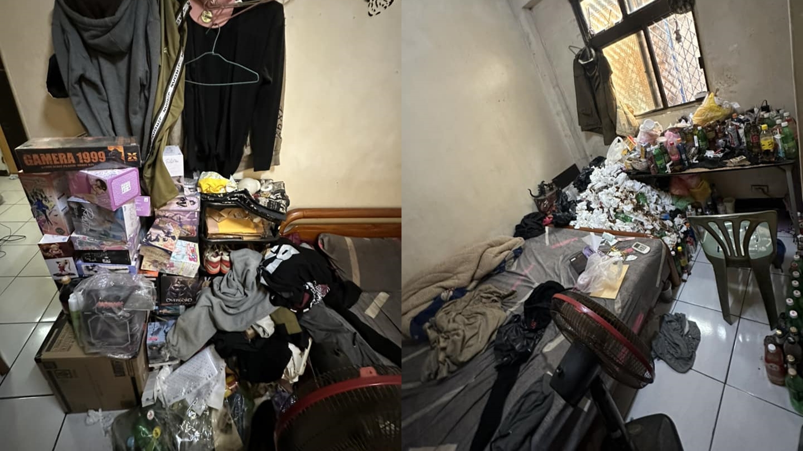 一名女網友的小叔在房間內堆積大量垃圾，讓丈夫忍無可忍。（翻攝臉書社團「毒姑九賤婆媳討論區」）