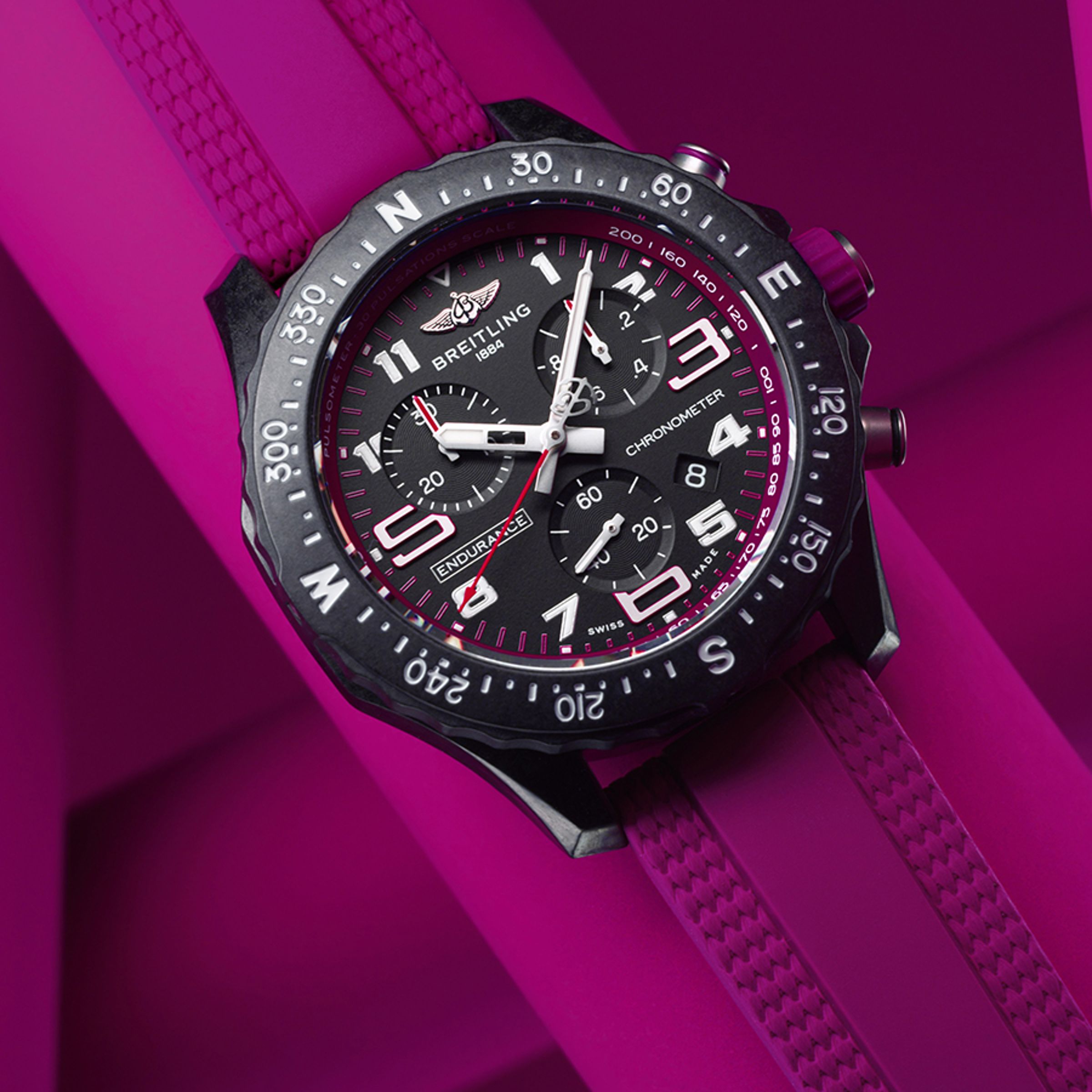 Endurance Pro 38|錶徑38mm/Breitlight®錶殼/時、分、小秒指示;計時碼錶、脈搏計功能/83型SuperQuartz™超級石英機芯/防水100米/定價NT$99,000