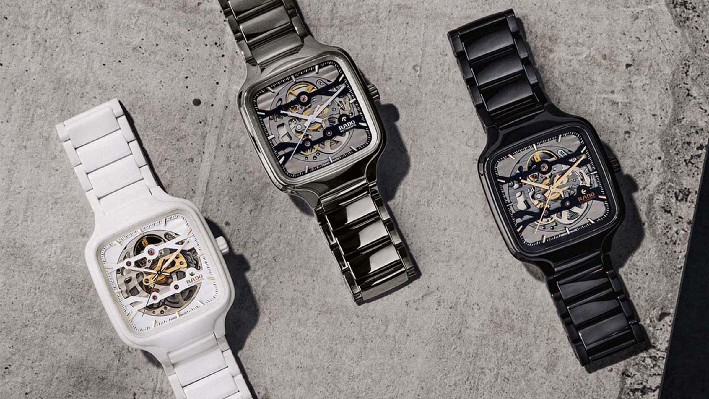 RADO True Square Automatic Skeleton|高科技陶瓷錶殼/錶徑38mm/時、分、秒指示/R808自動上鍊機芯,抗磁Nivachron™游絲/動力儲存80小時/定價NT$92,100