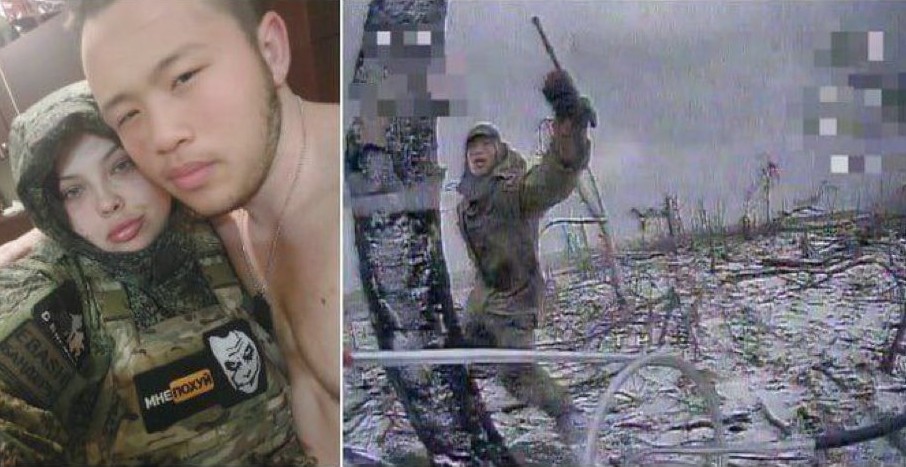 傳出這名北韓大兵，成功交往一名俄國女友，但後來仍戰死。右圖為烏克蘭無人機，拍到該名大兵的最後容顏。（翻自X平台）