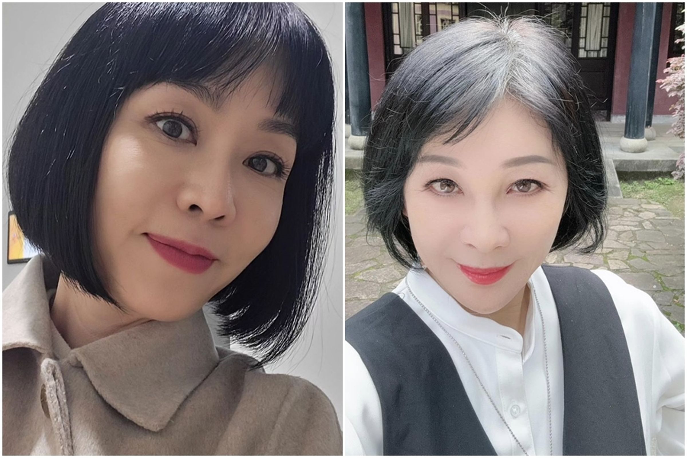 飾演《淚之女王》瘋癲姑姑的金正蘭（左圖），被台灣網友發現撞臉作家吳淡如（右圖）。（翻攝自IG@kim_jungnan、吳淡如臉書）