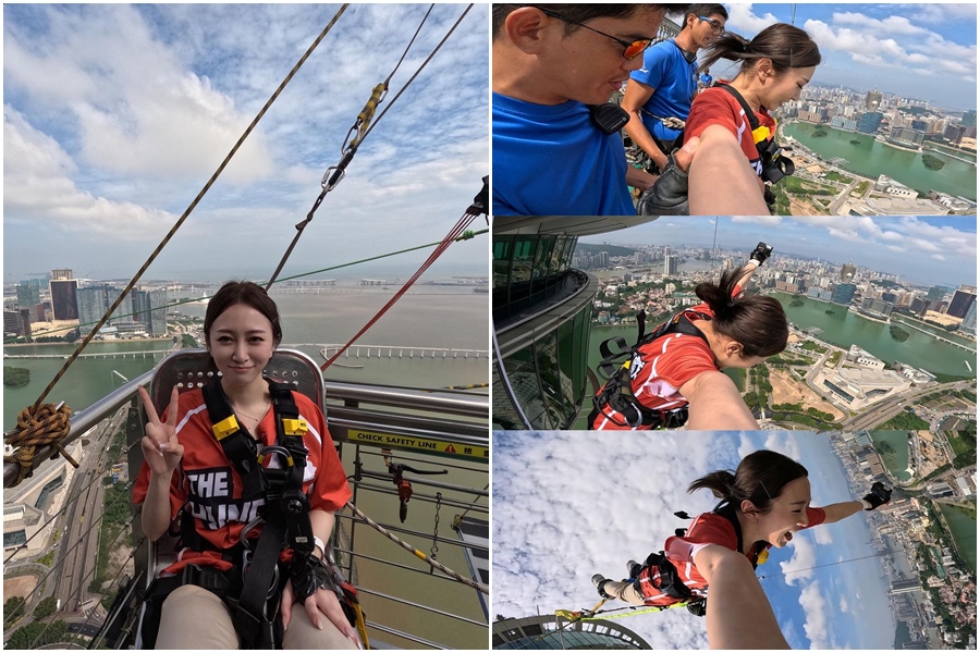篠崎泫參加《飢餓遊戲》，成功克服恐懼挑戰澳門塔高空彈跳。（翻攝自hsyan0625 IG）