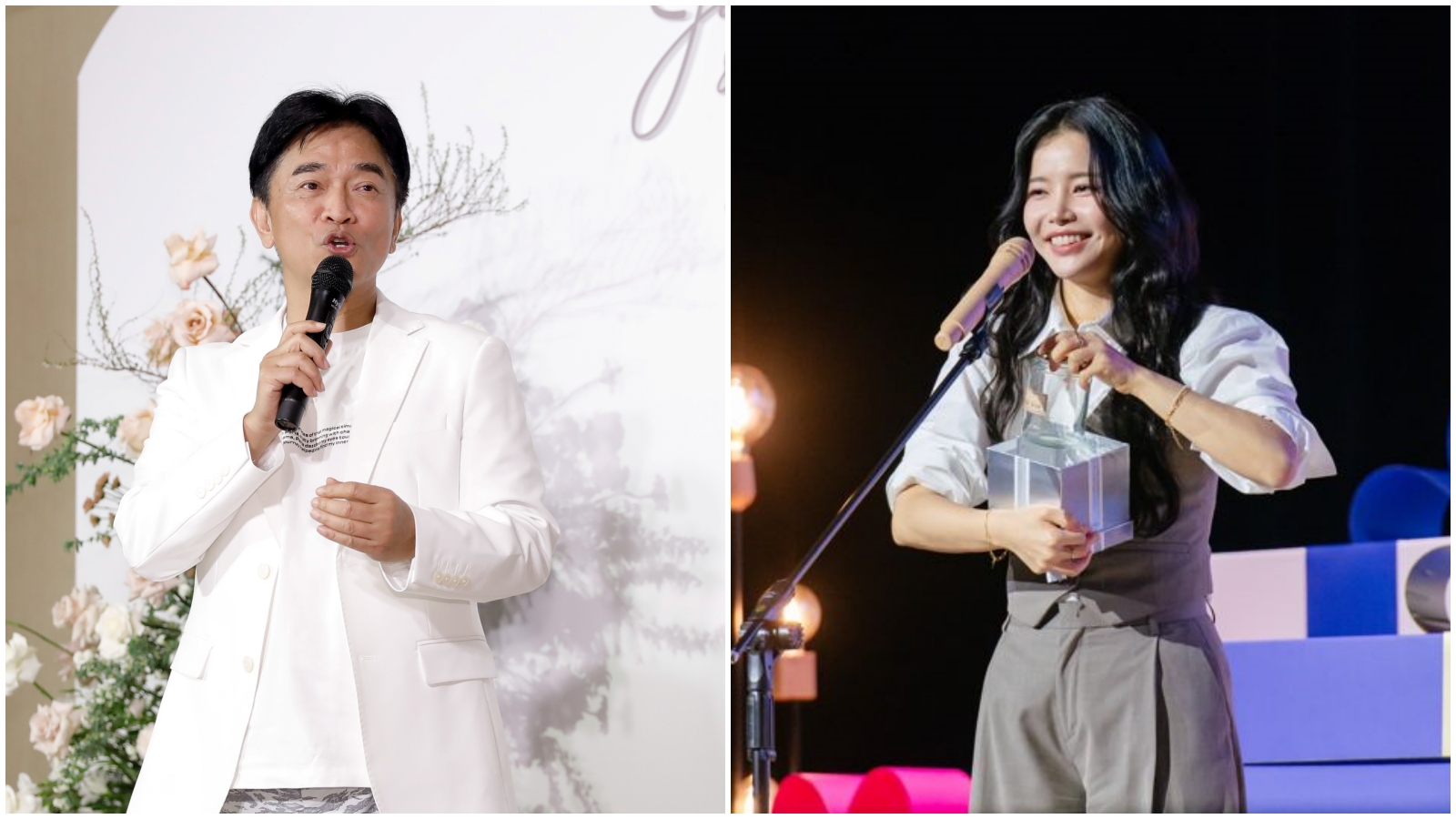 吳宗憲主持脫口「韓國女生很漂亮，一開口她X真難聽」，挨轟不尊重頌樂（右）。（本刊資料照、希林國際Chillin International提供）