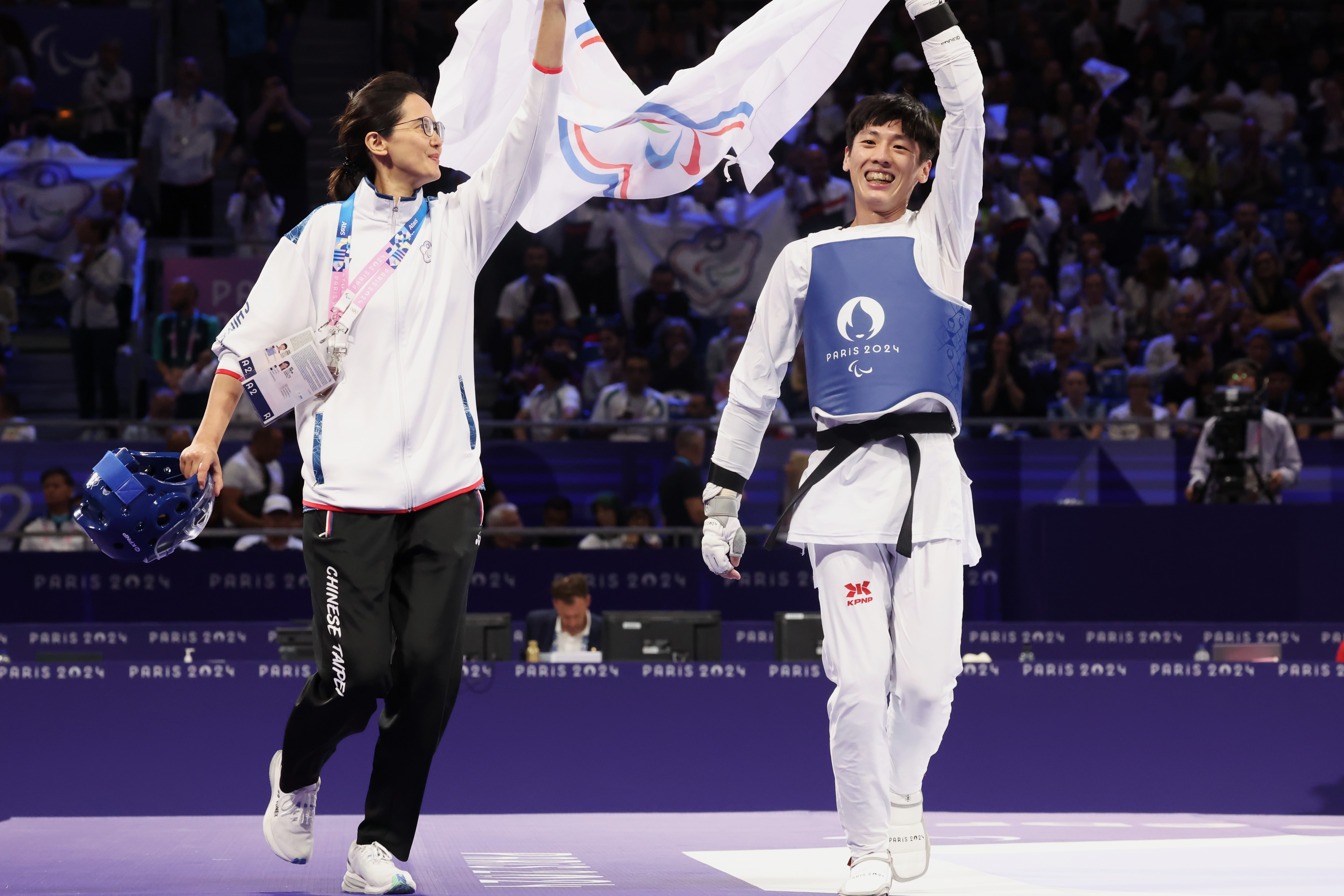 跆拳道好手蕭翔文在巴黎帕運成功摘銅，為台灣進帳本屆首面獎牌。（教育部體育署提供）