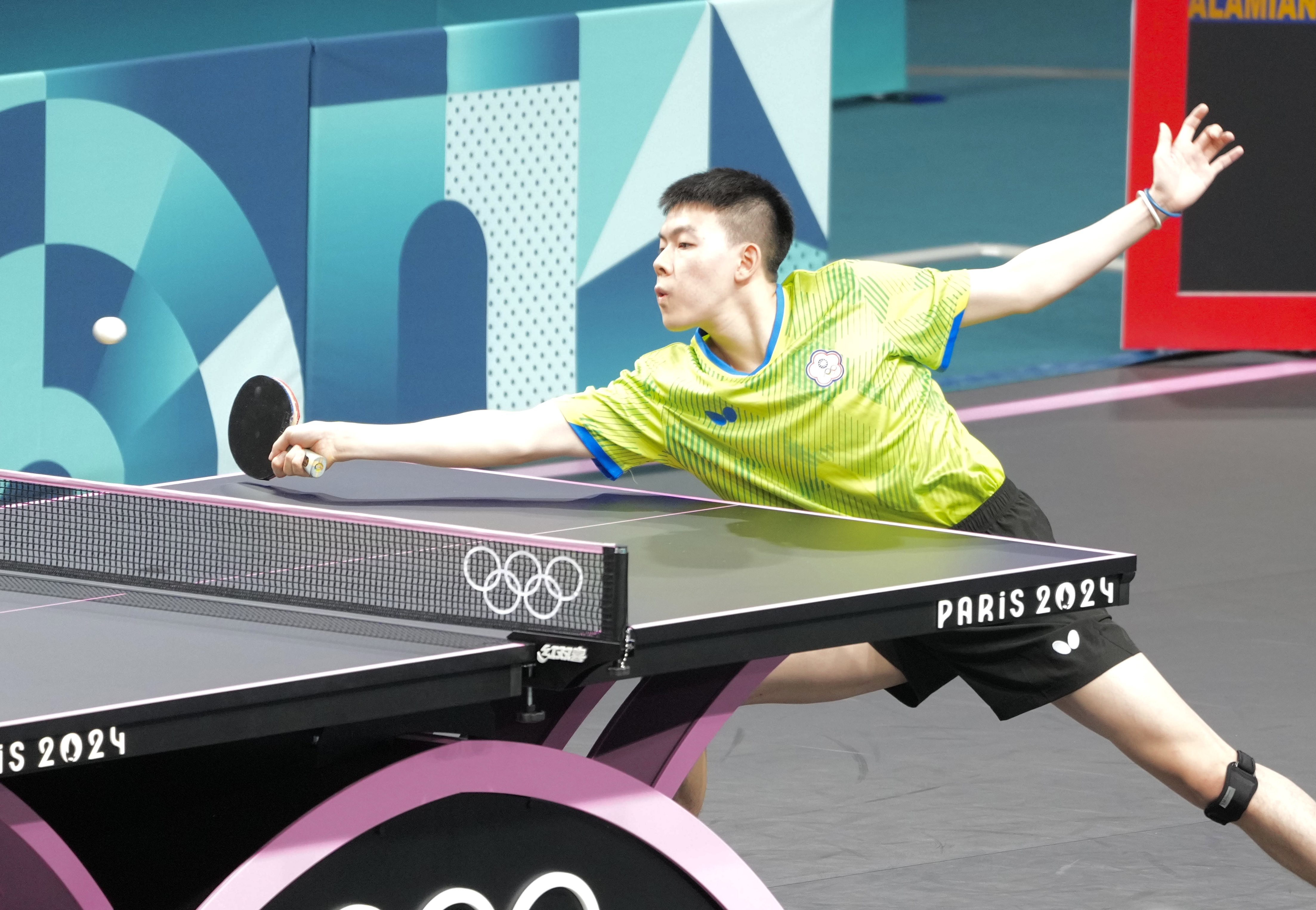 高承睿近日在WTT澳門冠軍賽打出驚奇，雖止步4強，但以寫下個人生涯最佳成績。（圖為巴黎奧運賽事畫面，中華奧會提供）