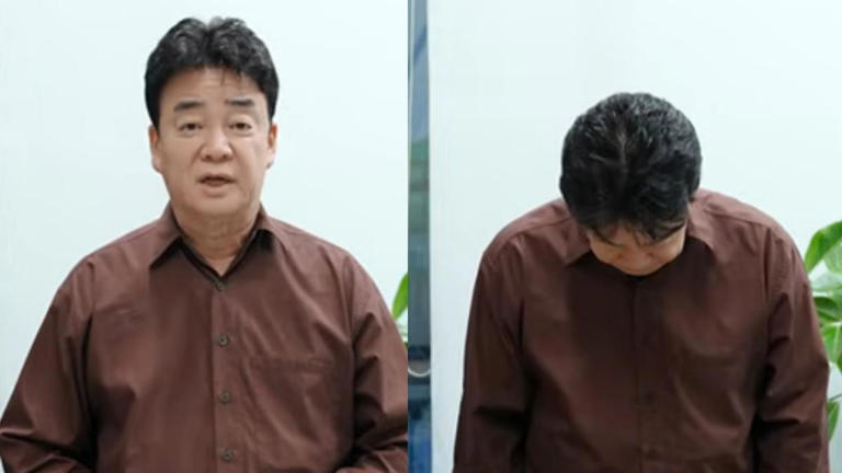 白種元為了旗下事業的爭端鞠躬倒歉。（翻攝自YouTube／백종원 PAIK JONG WON）