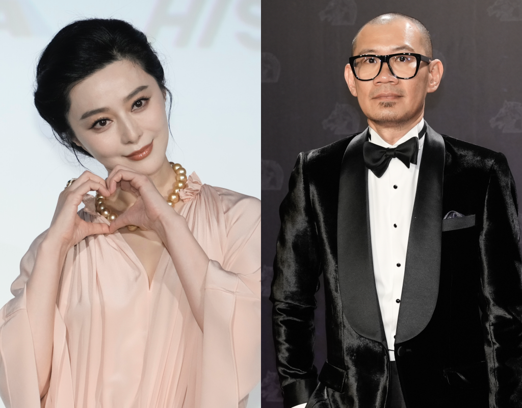 范冰冰（左）人在某個地方工作，但表示萬一得獎了，導演張吉安（右）可以打電話給她連線。（東方IC、鏡週刊攝影組）