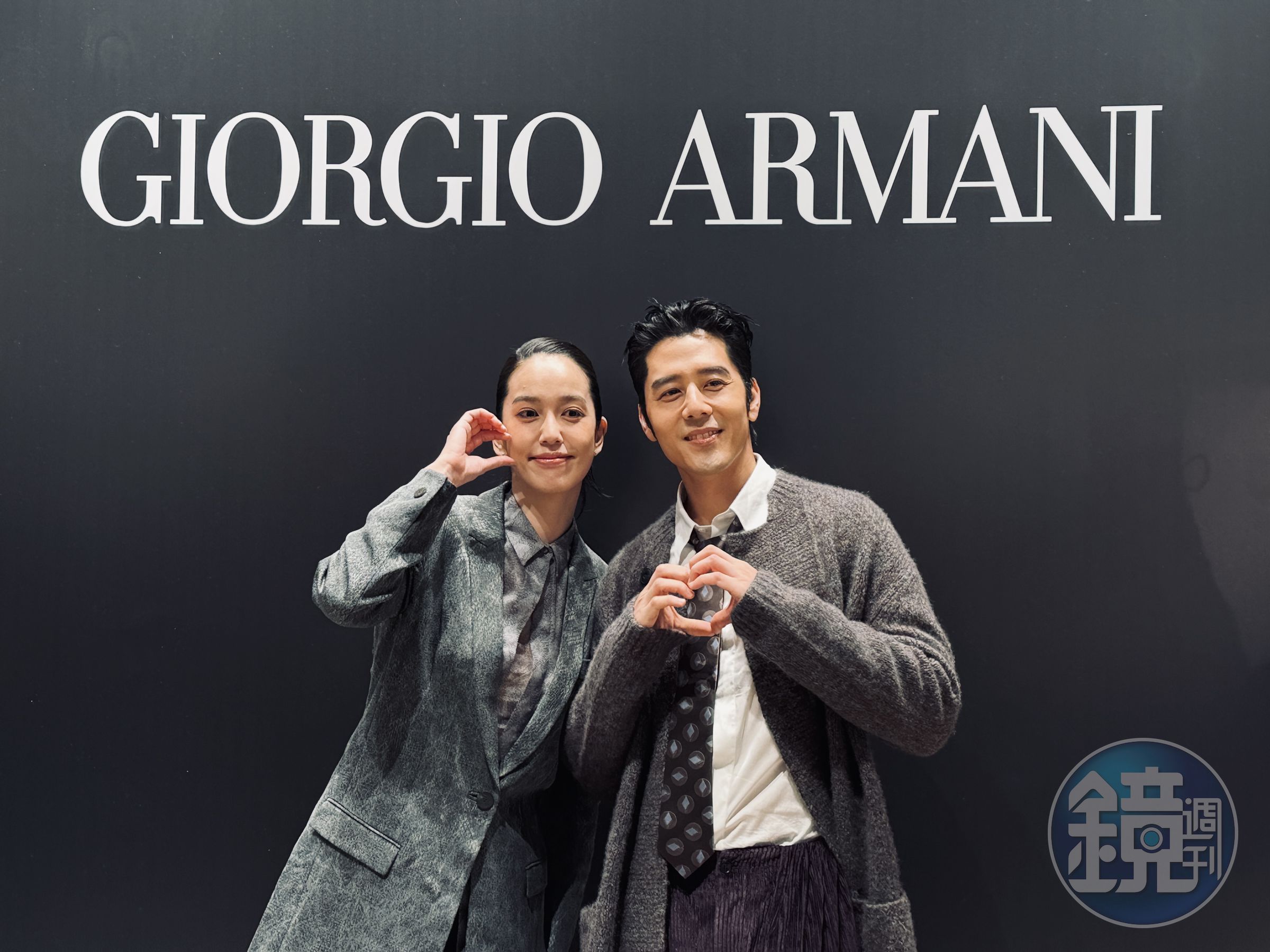 胡宇威、陳庭妮夫妻攜手出席Giorgio Armani台中漢神洲際精品店開幕活動以及Armani/Archivio全台首展。(陳慧明攝)