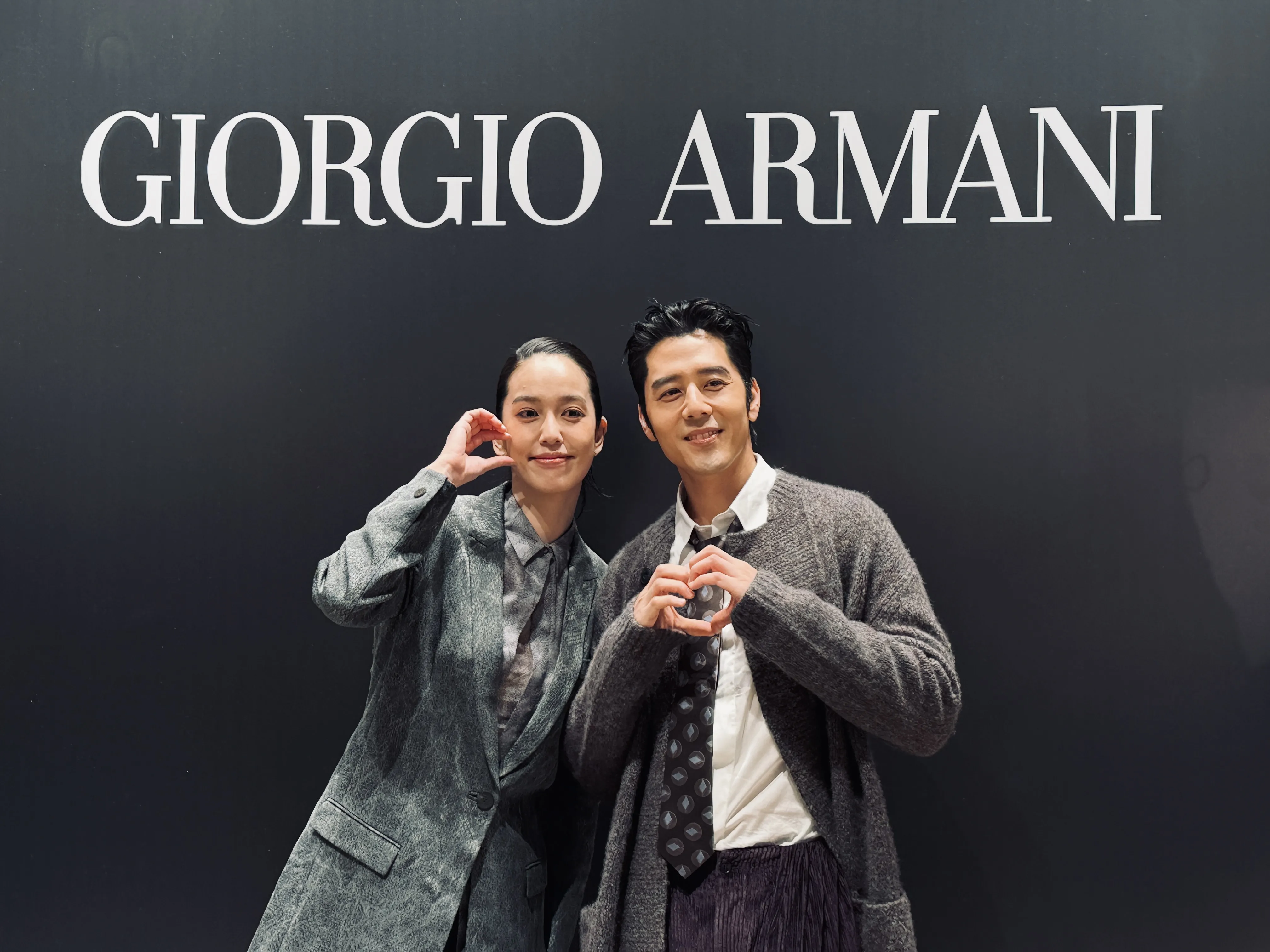 胡宇威、陳庭妮夫妻攜手出席Giorgio Armani台中漢神洲際精品店開幕活動以及Armani/Archivio全台首展。（陳慧明攝）
