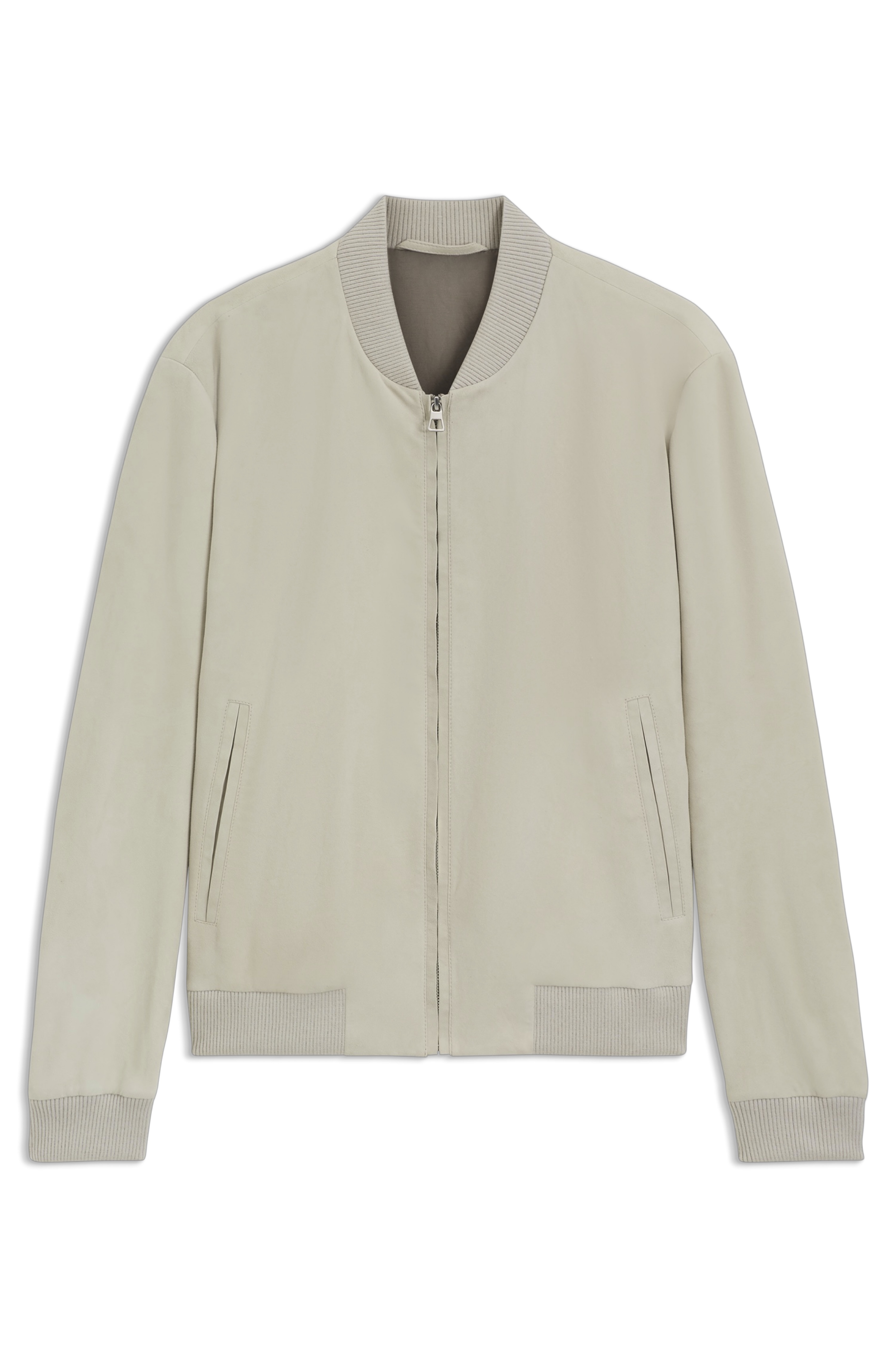 BECKHAM x BOSS系列米色麂皮夾克。NT$39,400（BOSS提供）