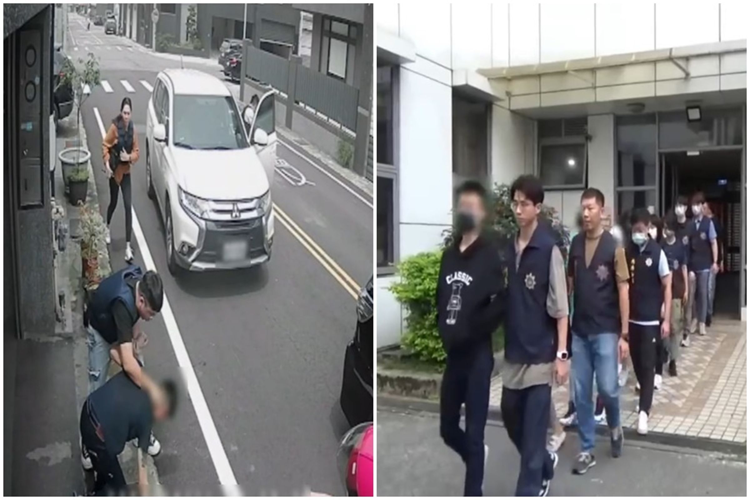 警方趁林男外出拿外送餐點時將他壓制逮捕，並在警方訊後將9人依法移送。（翻攝畫面）