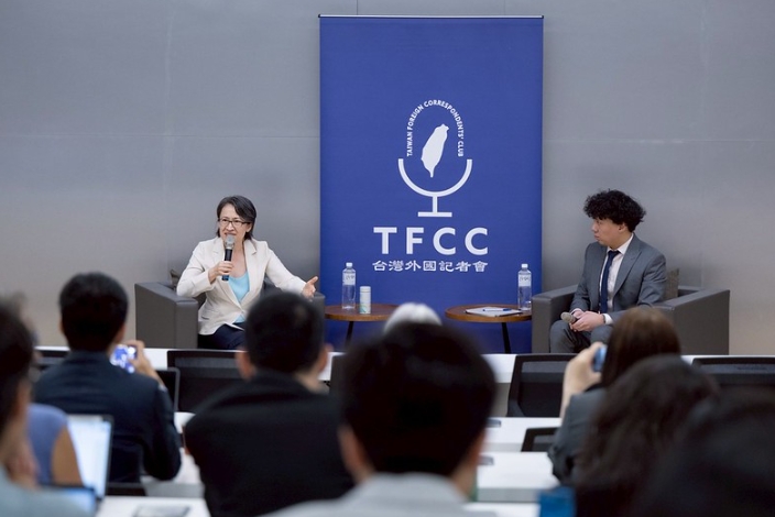 蕭美琴18日下午出席台灣外國記者會。（翻攝自總統府官網）