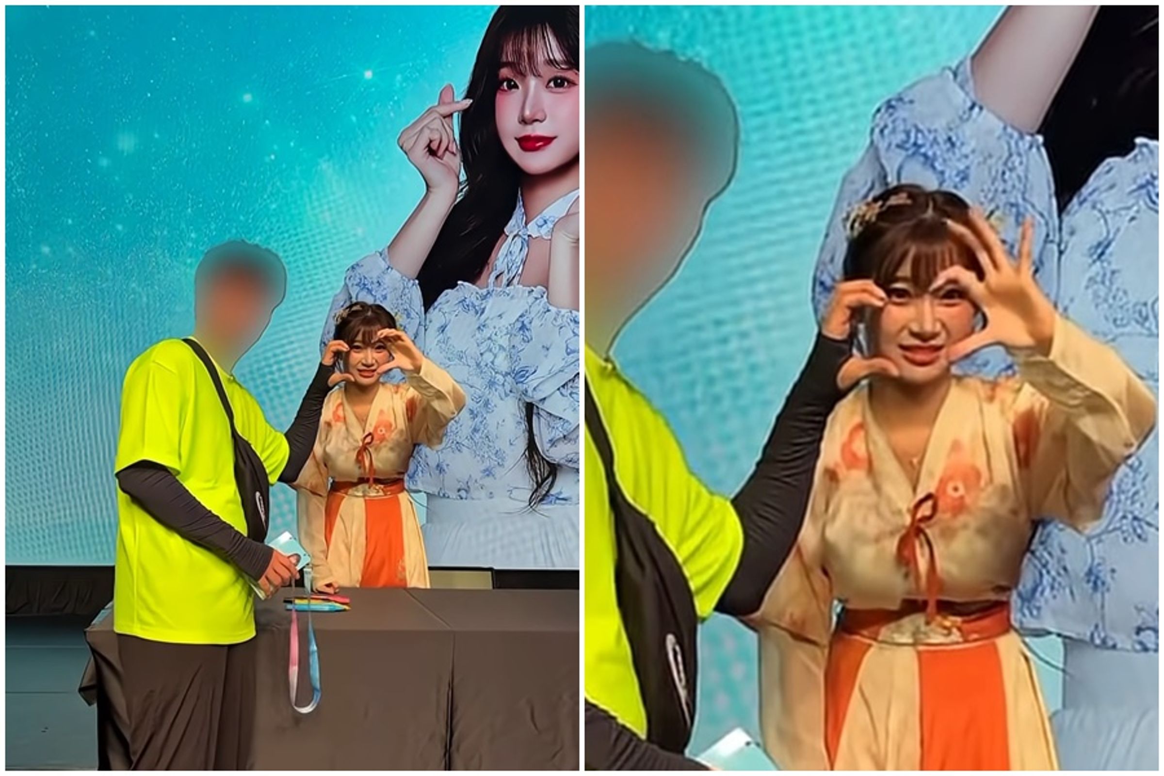 李珠珢合影粉絲面露嫌棄表情引起網友討論。（翻攝自내맘찍영 YT頻道）