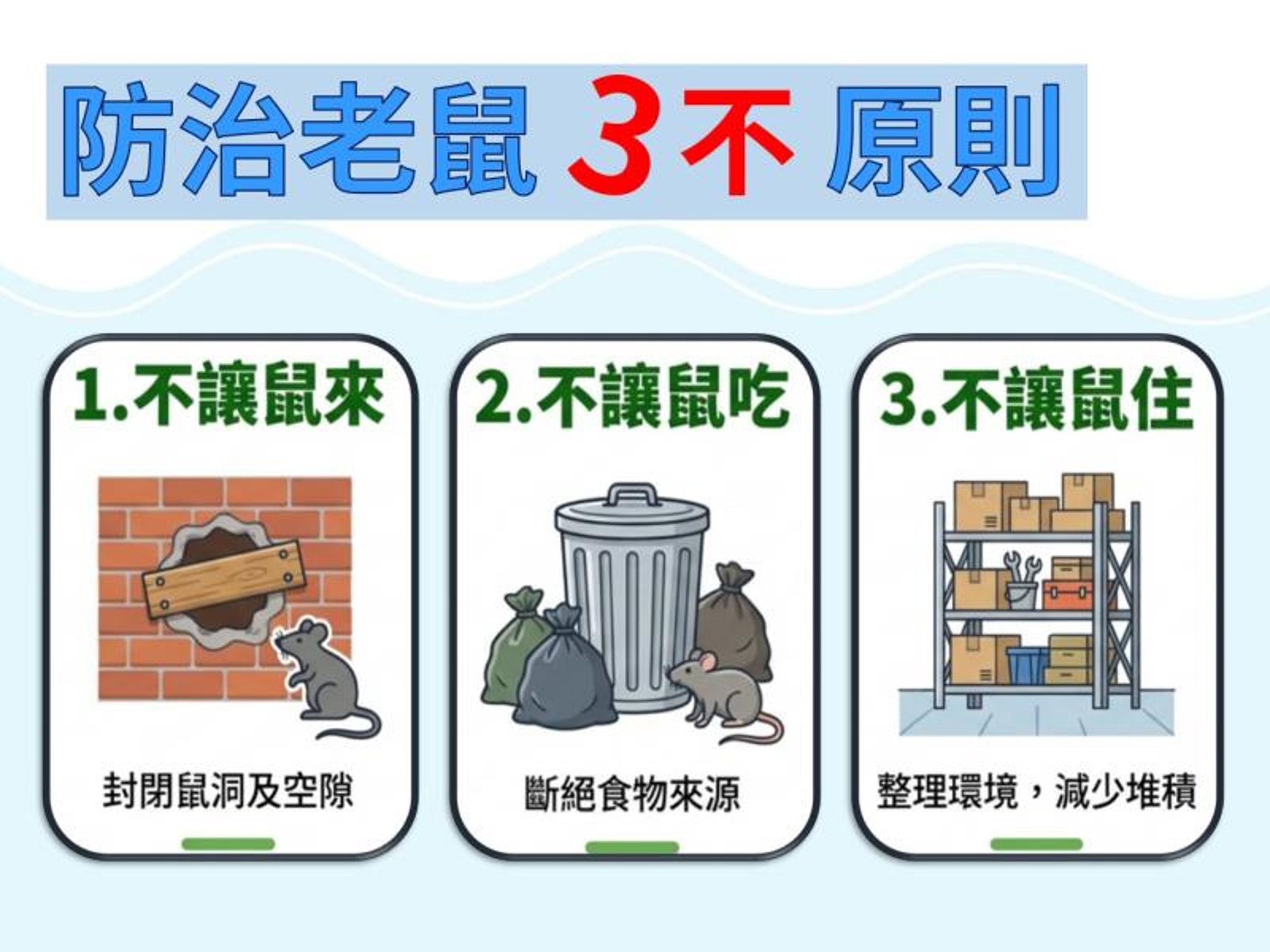 鼠害防治3不原則。(環境部官網)