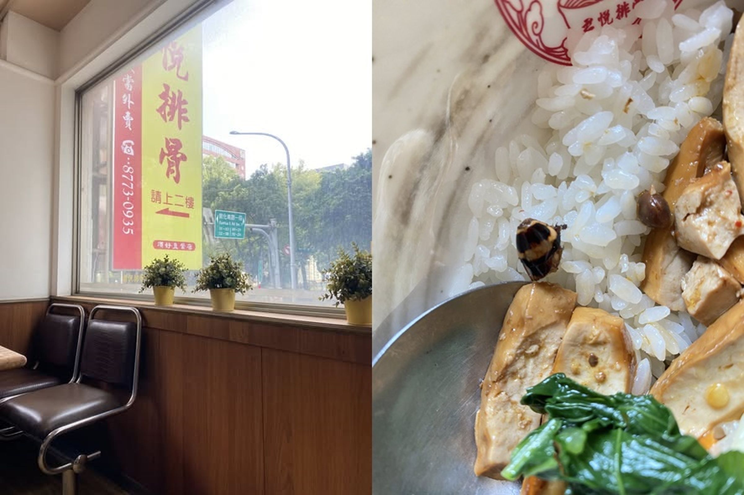 民眾在君悅排骨的碗中赫然發現「蟑螂斷頭」,直呼噁心到反胃。(翻攝自爆料公社公開版)