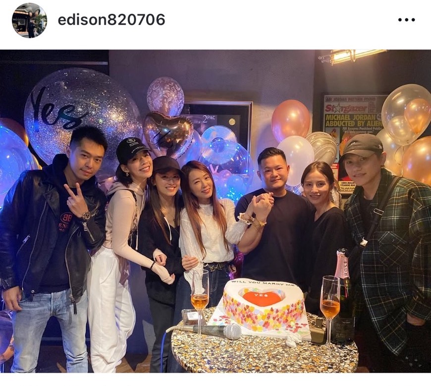 游翔閔（左）與丫頭夫妻（左四、左五）關係很好。（翻攝edison820706 IG）