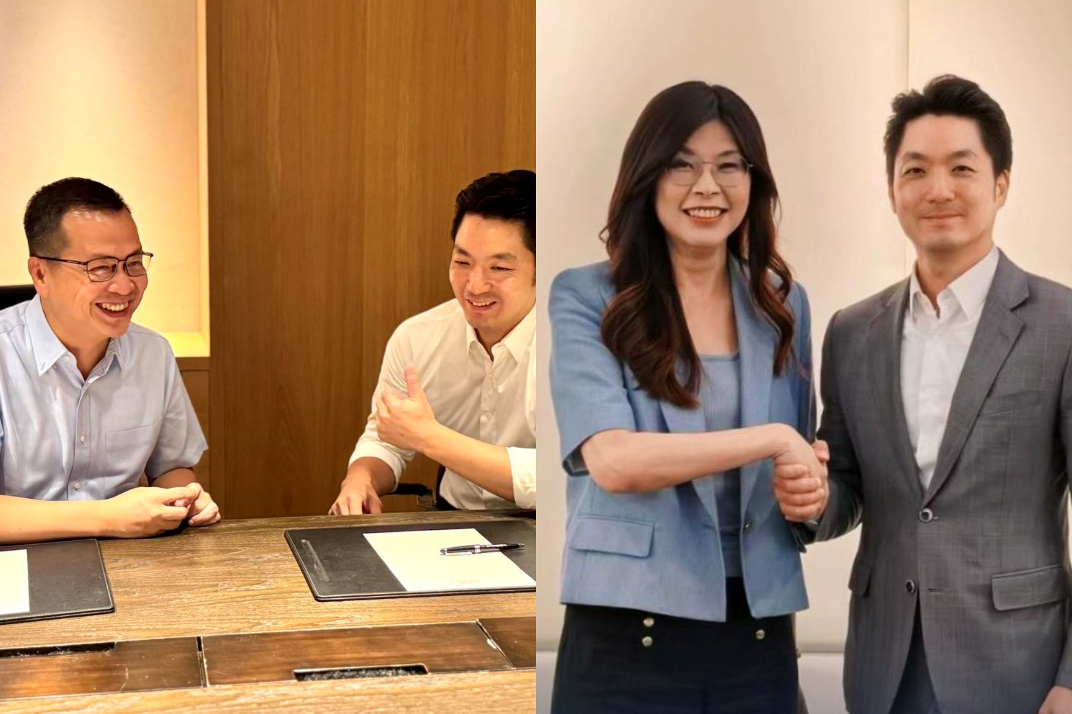 國民黨主席改選在即，台北市長蔣萬安今日先後替候選人羅智強（左）、鄭麗文（右）加油。（合成圖，左翻攝羅智強臉書，右翻攝鄭麗文臉書）