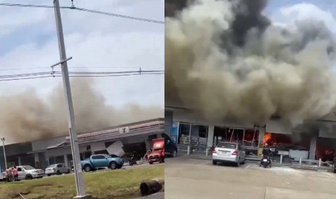 泰柬衝突全面爆發，柬軍火箭砲狂轟泰國超商。（翻攝自X  @Khaosodonline）