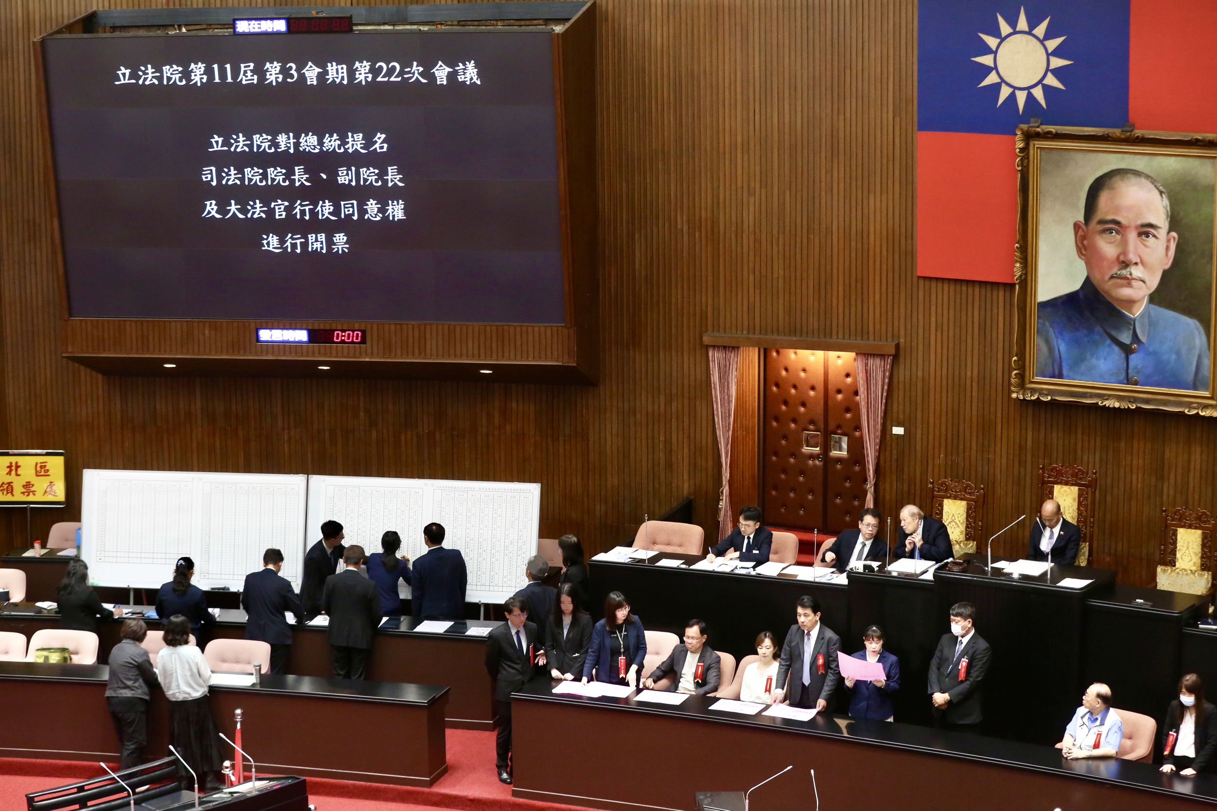 大法官人事同意權案今在立法院表決，7位被提名人的同意票數皆未達門檻。（鏡報董孟航攝）