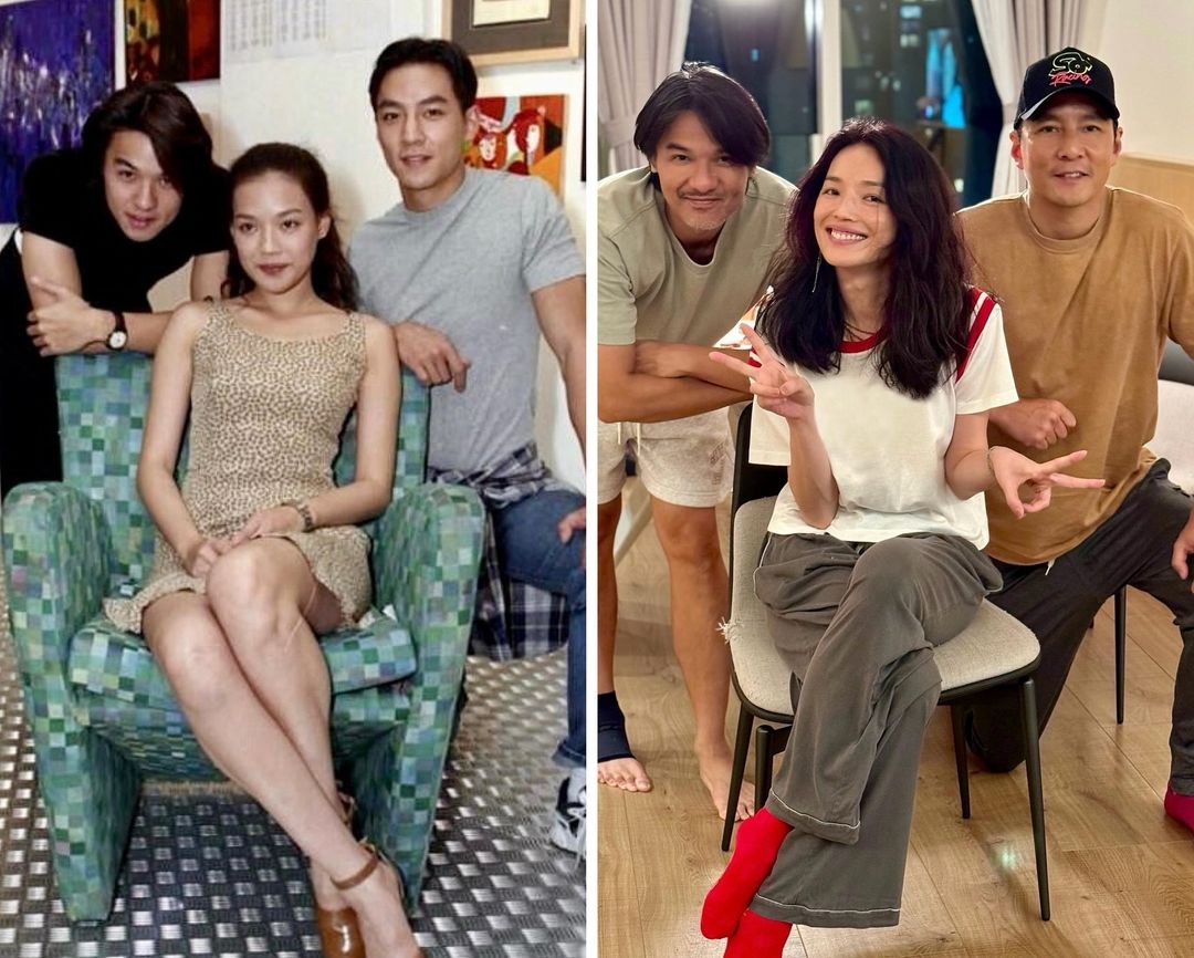 吳彥祖曬出他與馮德倫、舒淇夫妻的合照，對比26年前，2位男神變化較大，已48歲的舒淇反而更有魅力。（吳彥祖IG）