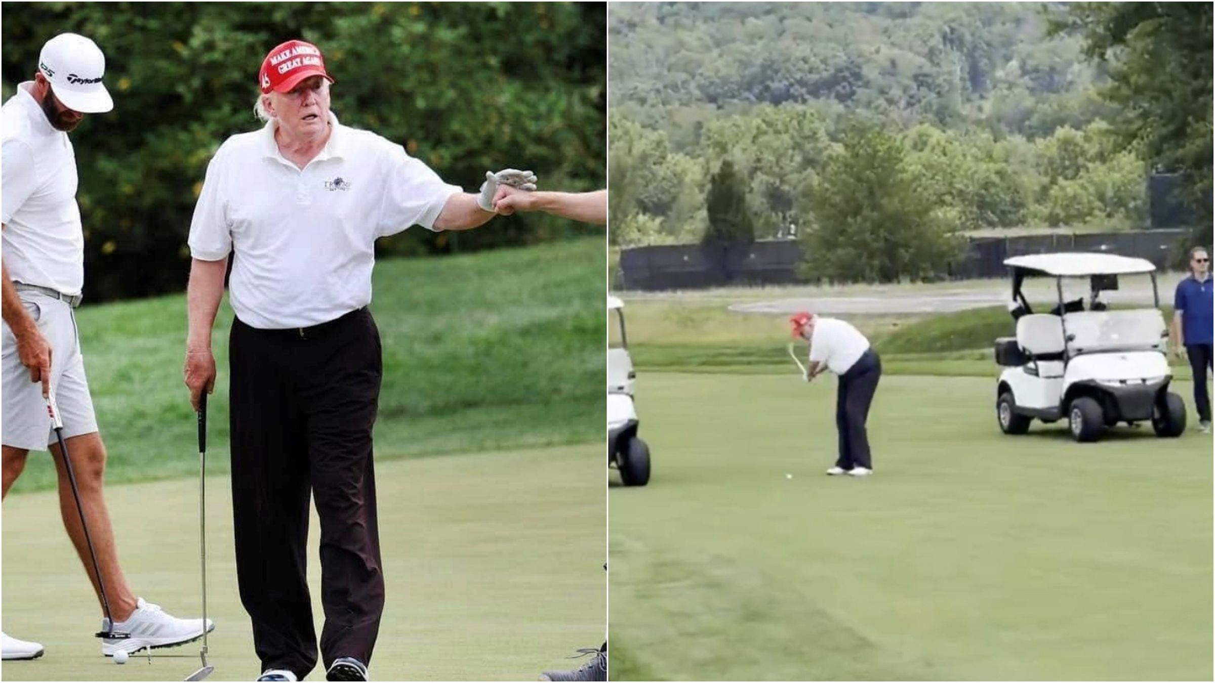川普在高爾夫球比賽長者組中奪冠，再度發文炫耀。（翻攝TRUMP GOLF臉書、Truth Social）