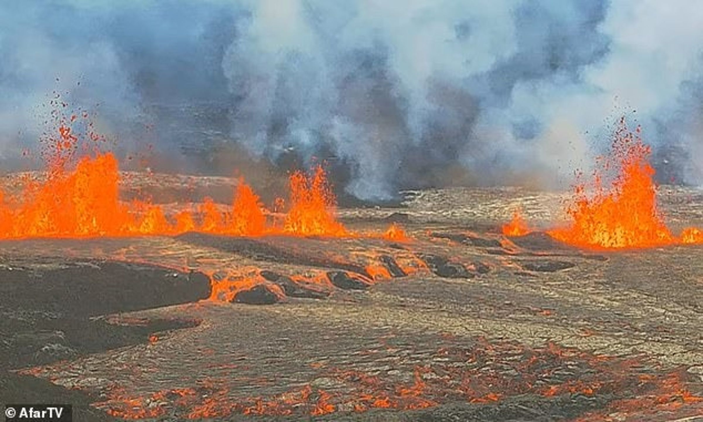 冰島變火島！熔岩狂噴，近1年半已第8次火山爆發。（翻自《每日郵報》）